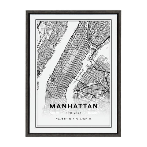 Sylvie Manhattan Modern Map Framed Canvas by Jake Goossen