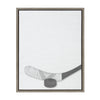 Sylvie Hockey Stick and Puck Framed Canvas, Gray 18x24