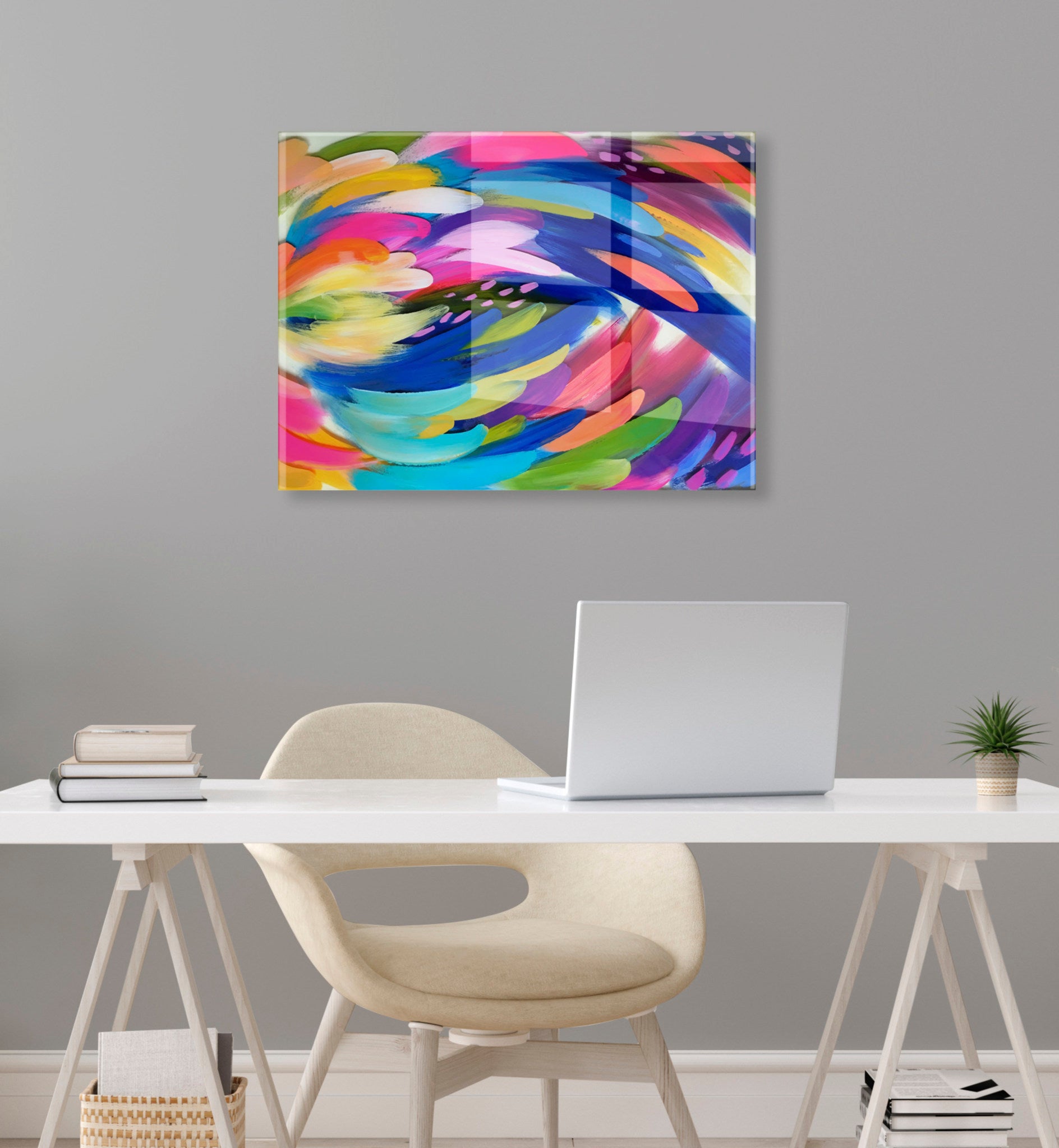 Bright Brush Strokes Floating Acrylic Art by Jessi Raulet of Ettavee