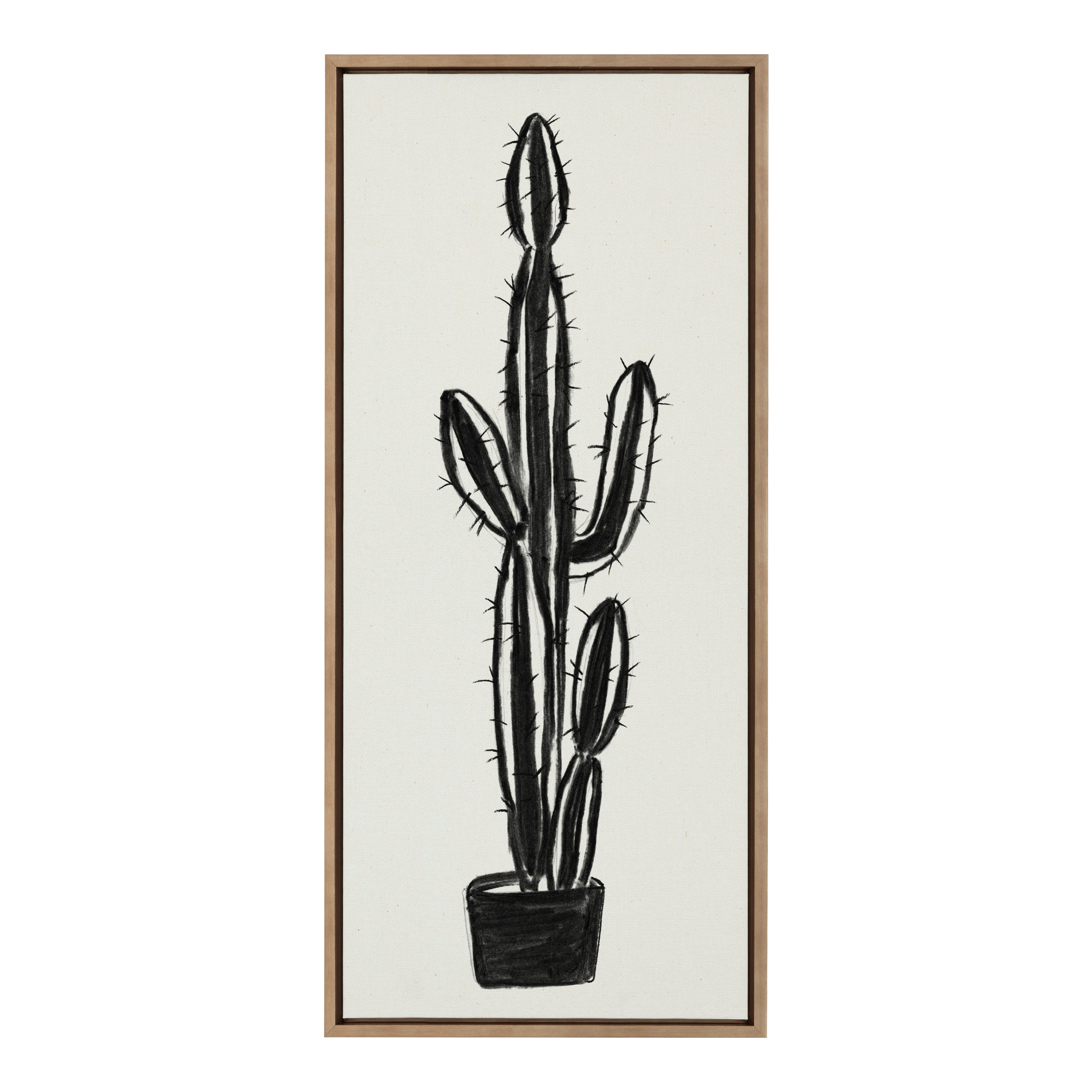 Sylvie 664 Cactus In Pot BW Framed Canvas by Teju Reval of SnazzyHues