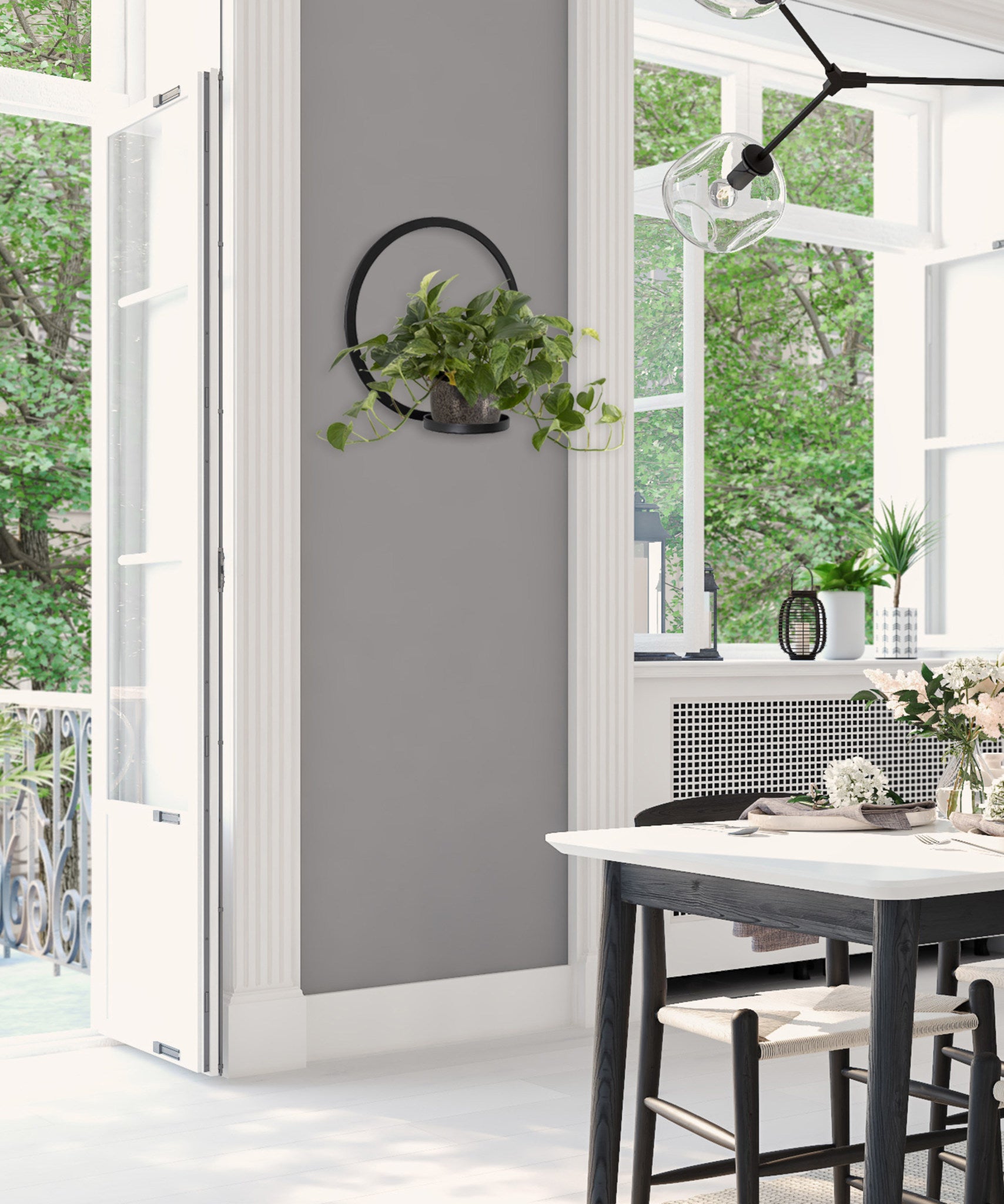Khauli Round Metal Wall Sconce, Black 12" Diameter