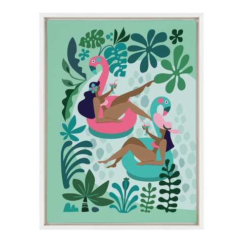 Sylvie Mid Century Modern Girl Friends Framed Canvas by Rachel Lee of My Dream Wall