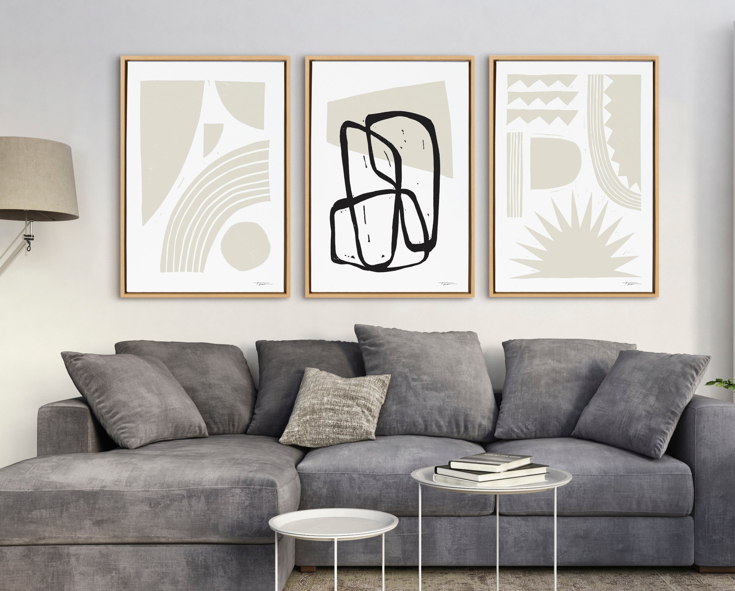 Sylvie Entangled Neutral Framed Canvas by Statement Goods