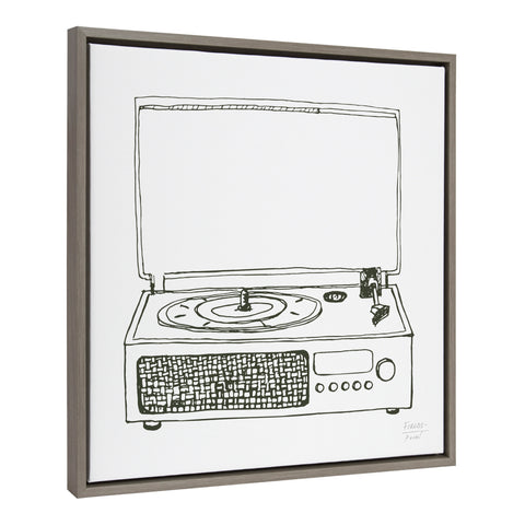 Sylvie Victrola Record Player Framed Canvas by Statement Goods