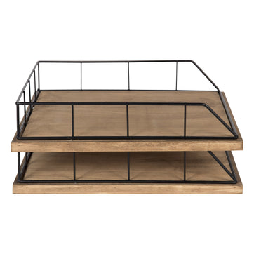 Benbrook Stacked Metal and Wood Letter Trays