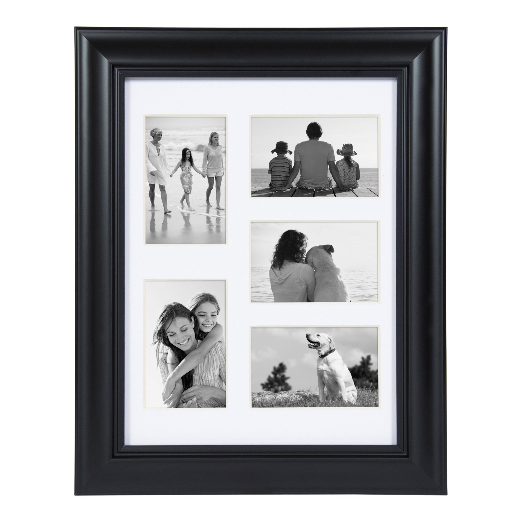Dalat 12x16 matted to (5) 4x6 Collage Picture Frame, Black 12x16 matted to (5) 4x6