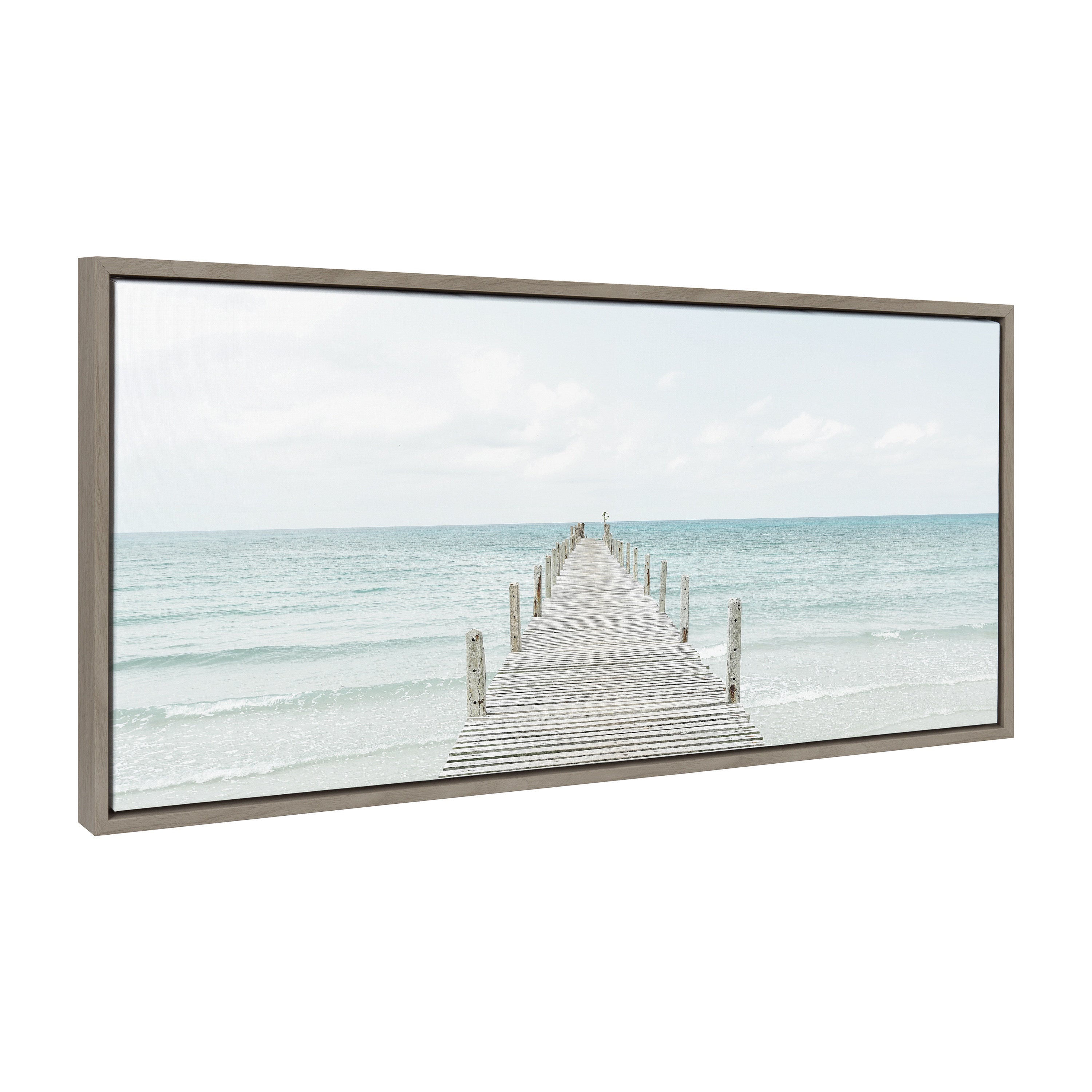 Sylvie Wooden Pier on Beach Framed Canvas by Amy Peterson Art Studio