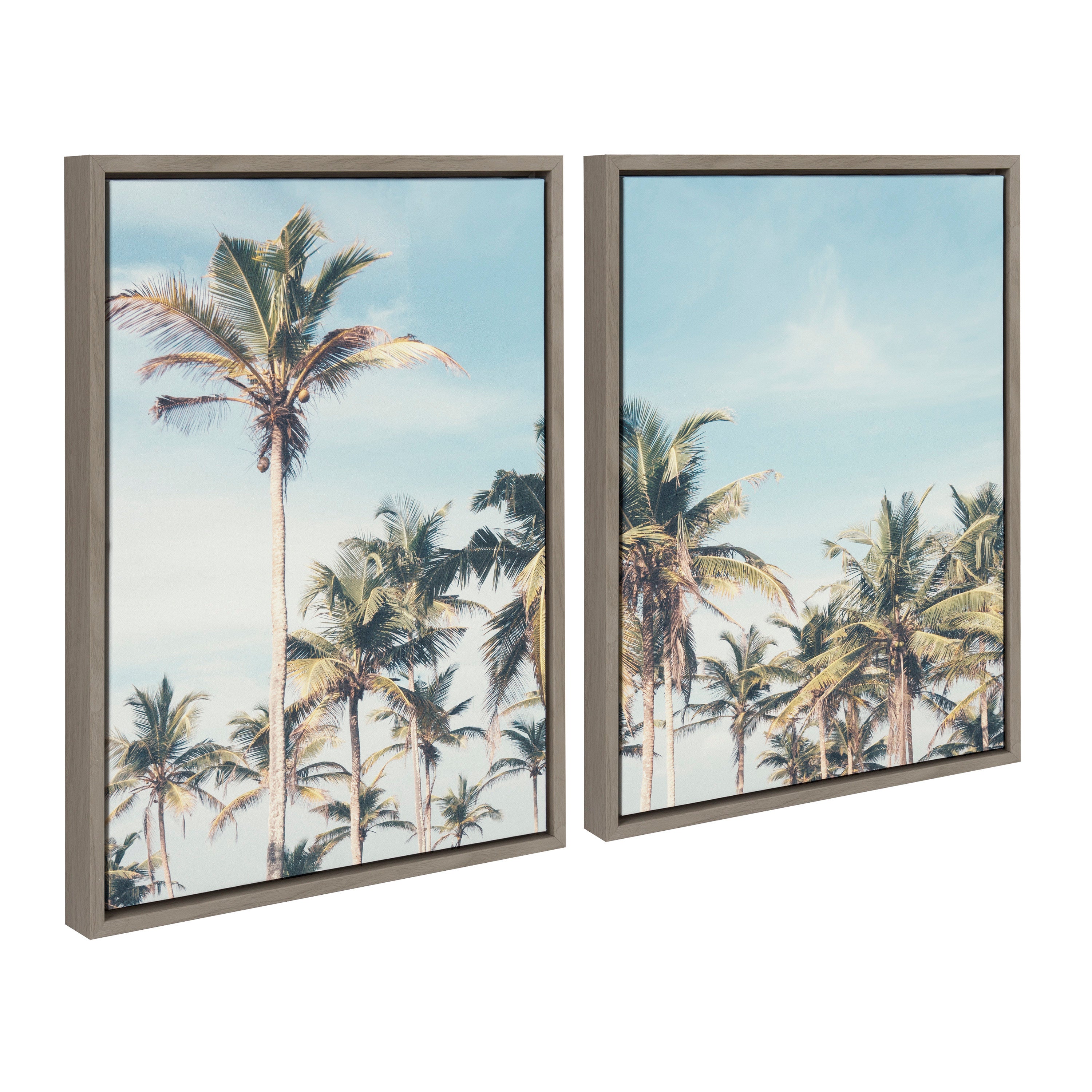 Sylvie Coastal Coconut Palm Tree Beach Framed Canvas Set by The Creative Bunch Studio