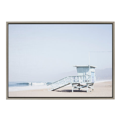 Sylvie Pale Blue Life Guard Tower Framed Canvas by Caroline Mint