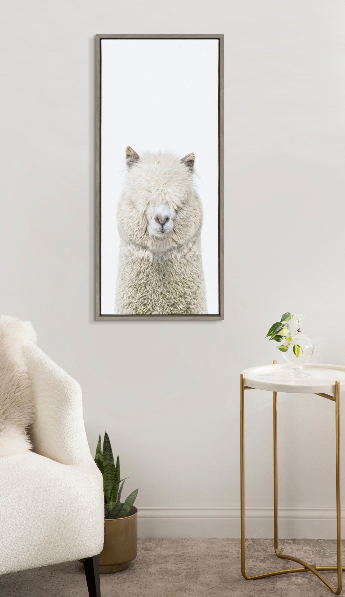 Sylvie Alpaca Fluff Framed Canvas by Amy Peterson Art Studio