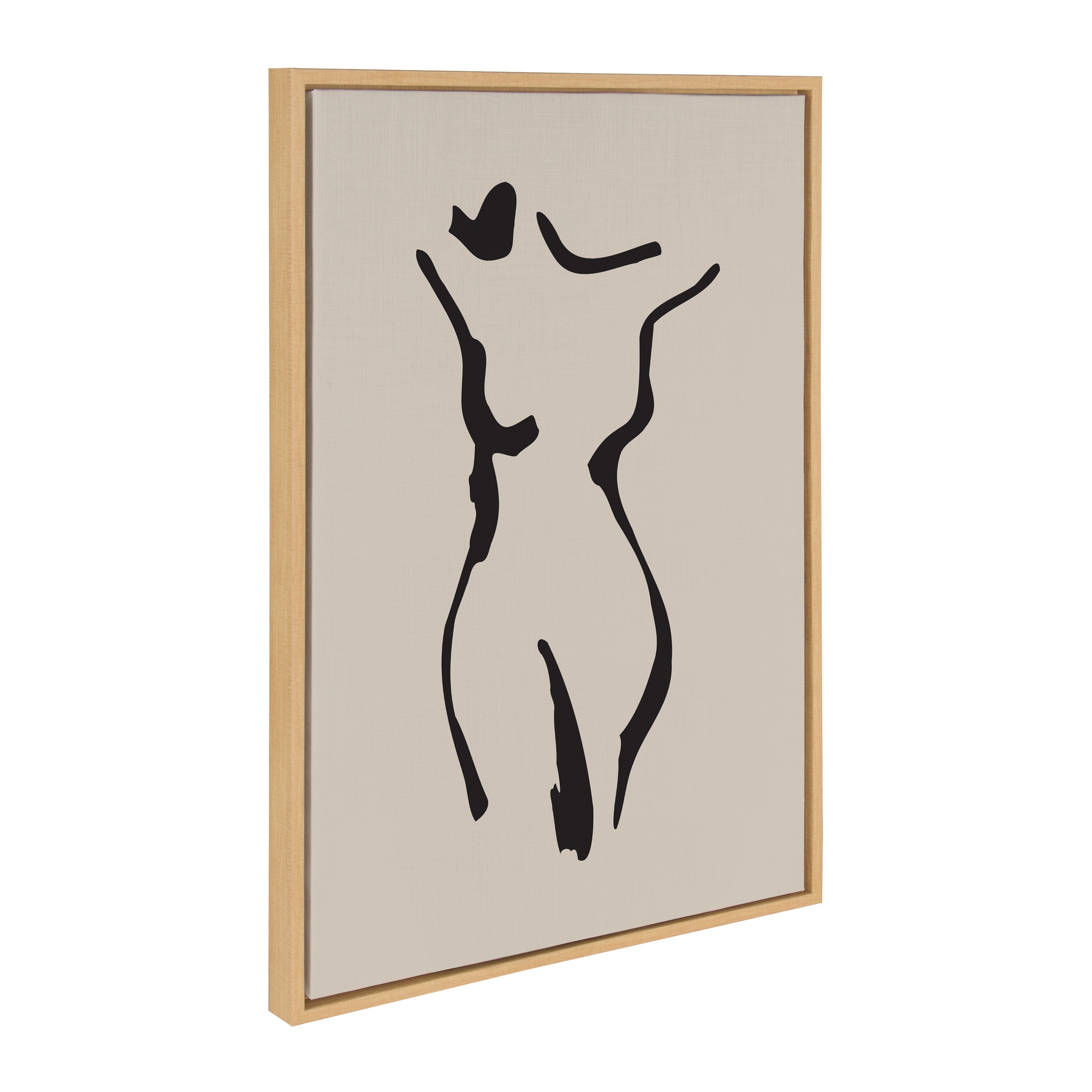 Sylvie Minimalist Neutral Line Art Drawing Body Framed Canvas by The Creative Bunch Studio