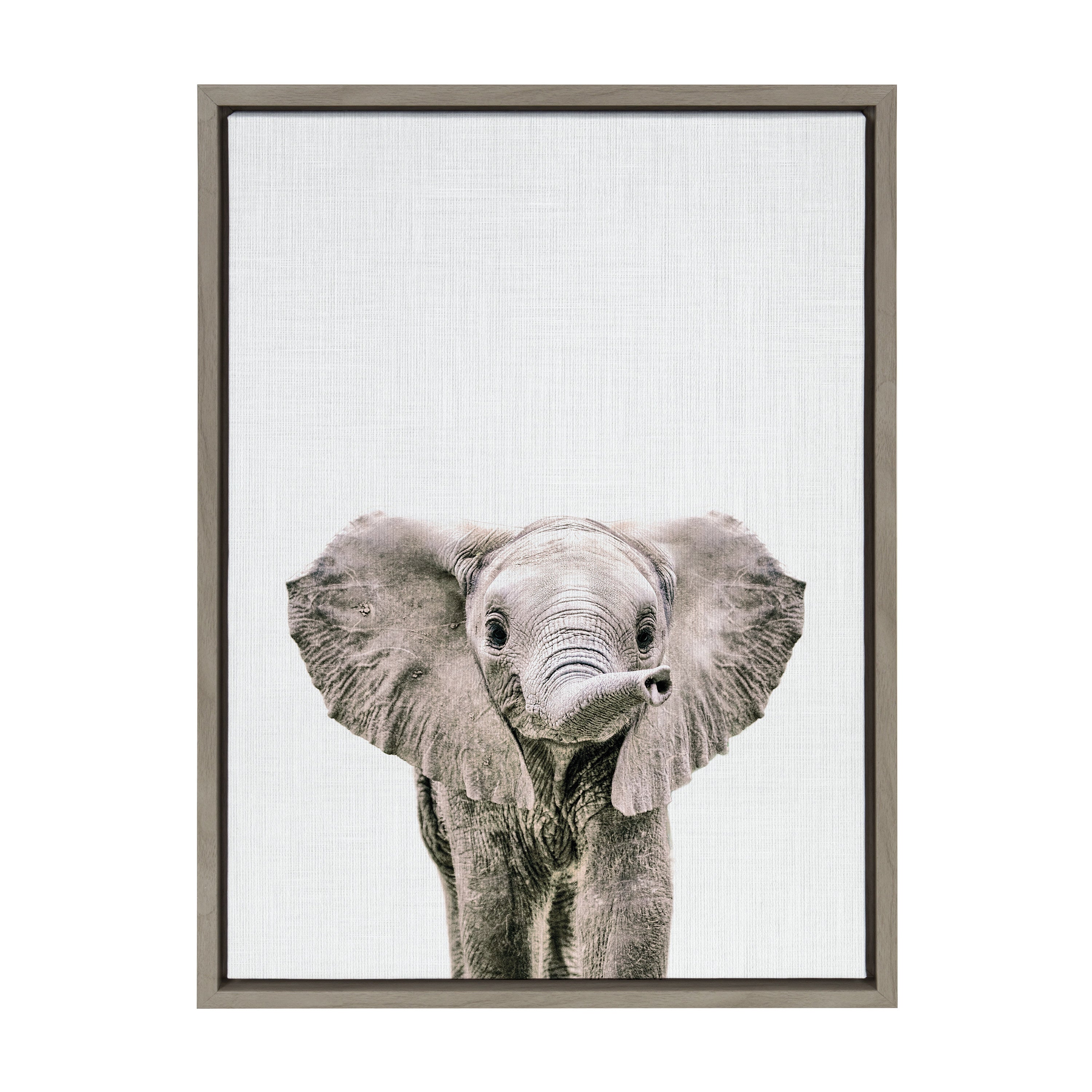 Sylvie Baby Elephant Color Framed Canvas by Simon Te of Tai Prints