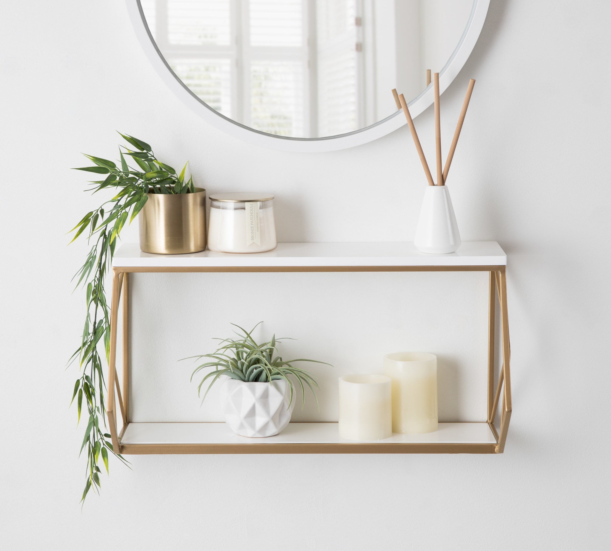 Brost Wood and Metal Wall Shelf