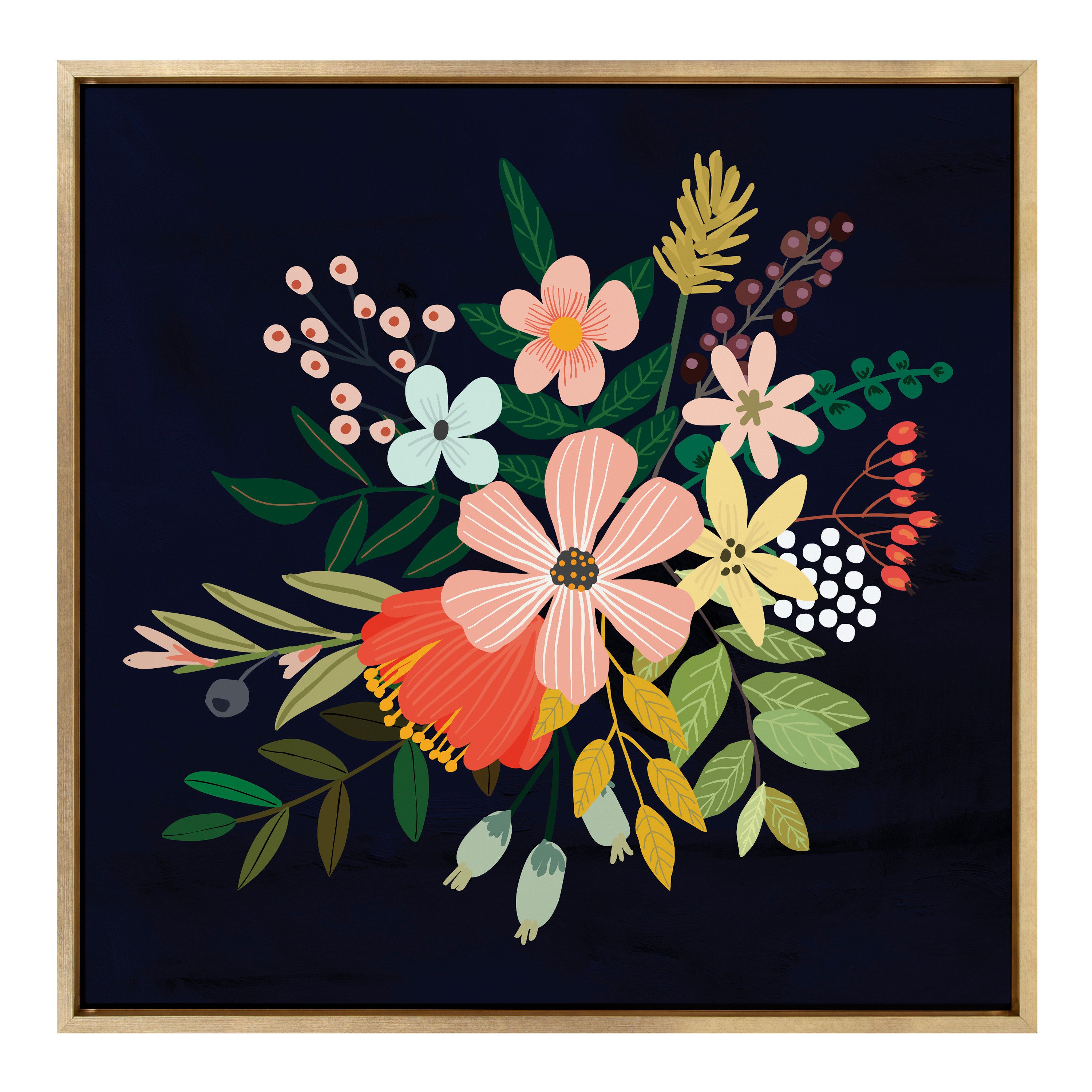 Sylvie Floralis C Framed Canvas by Mia Charro