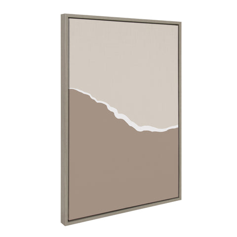 Sylvie Muted Abstract Landscape Beige and Brown Framed Canvas by The Creative Bunch Studio