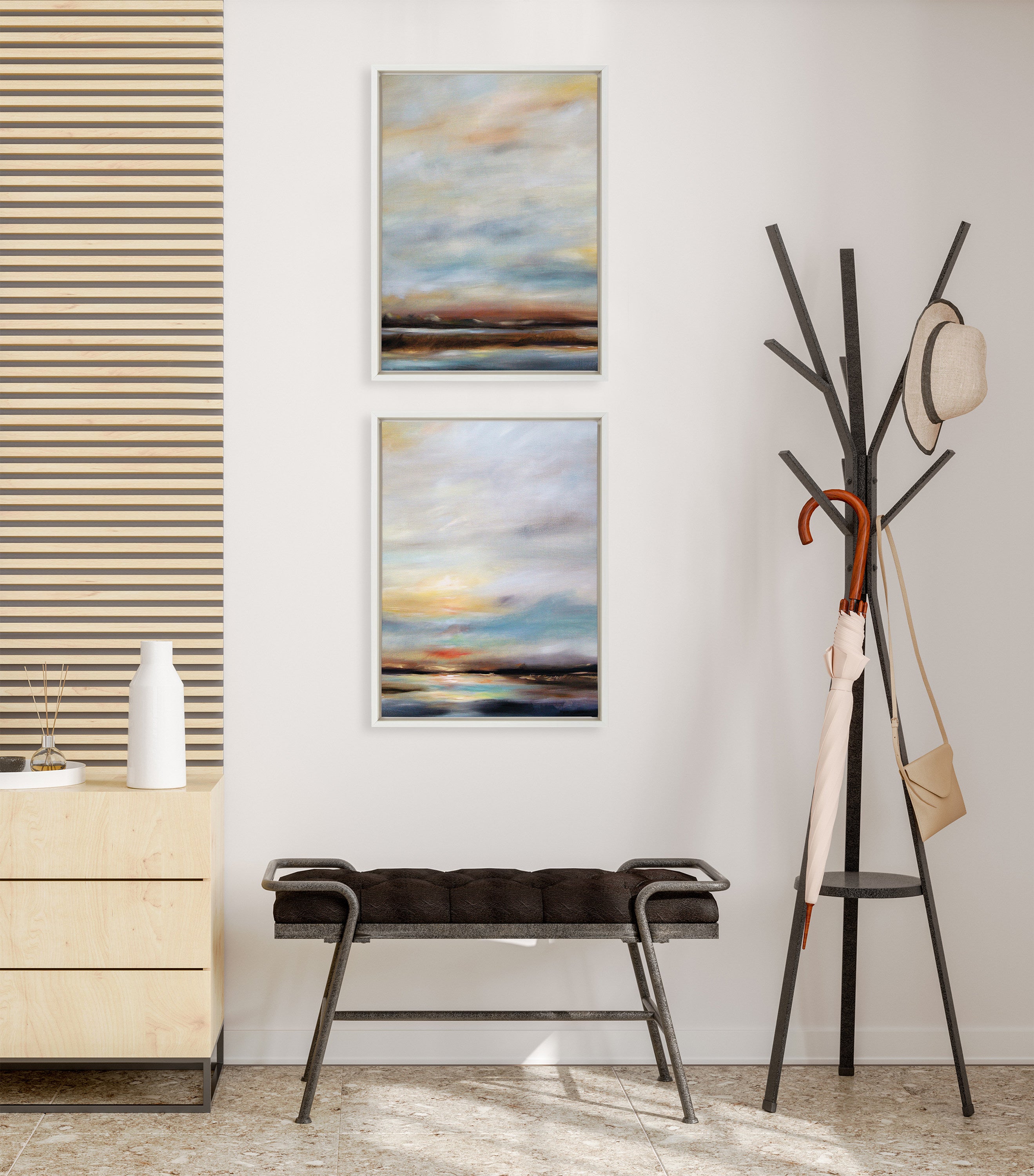 Sylvie Carolina Sunset Diptych Framed Canvas Art Set by Mary Sparrow