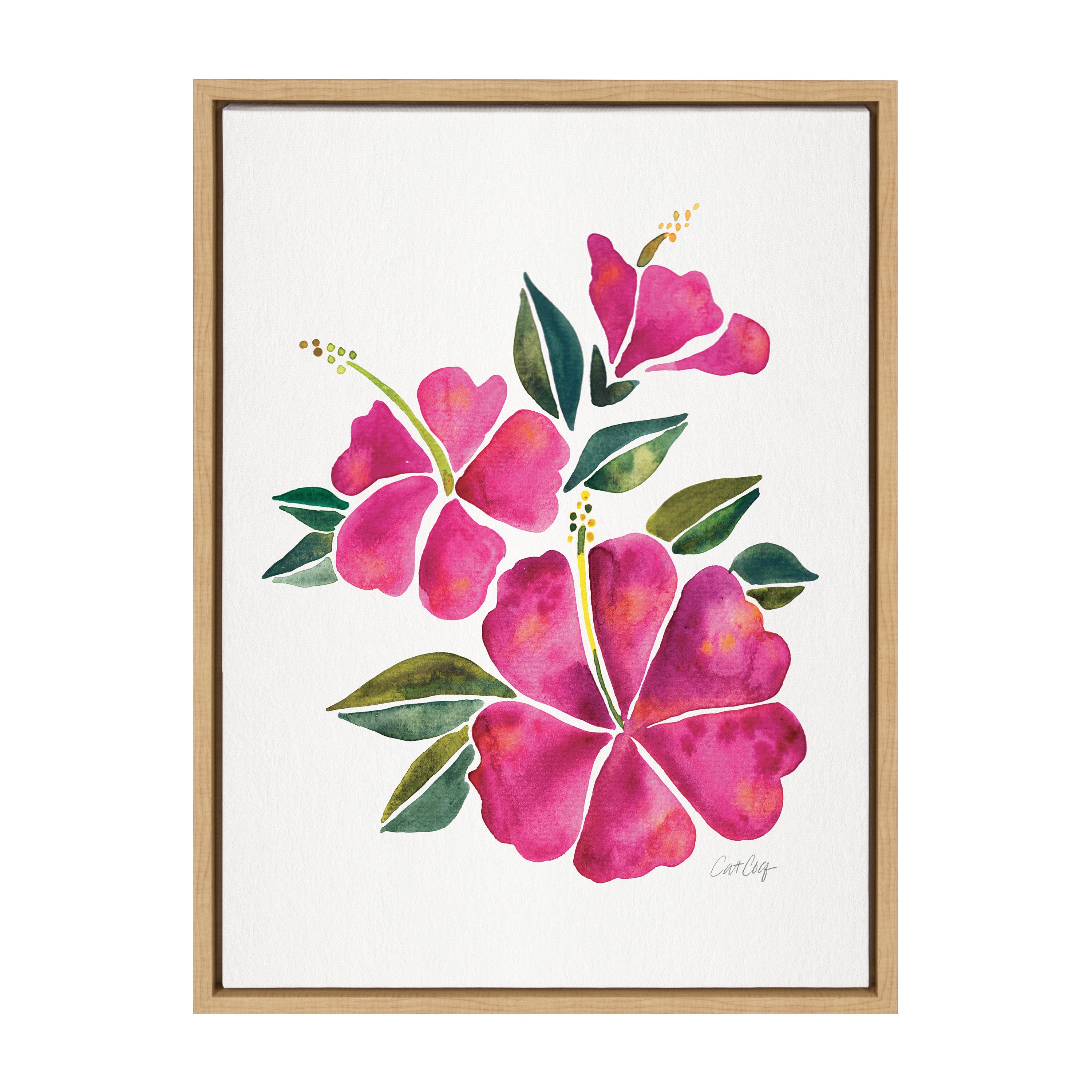 Sylvie Hibiscus Bloom Fuchsia Framed Canvas by Cat Coquillette