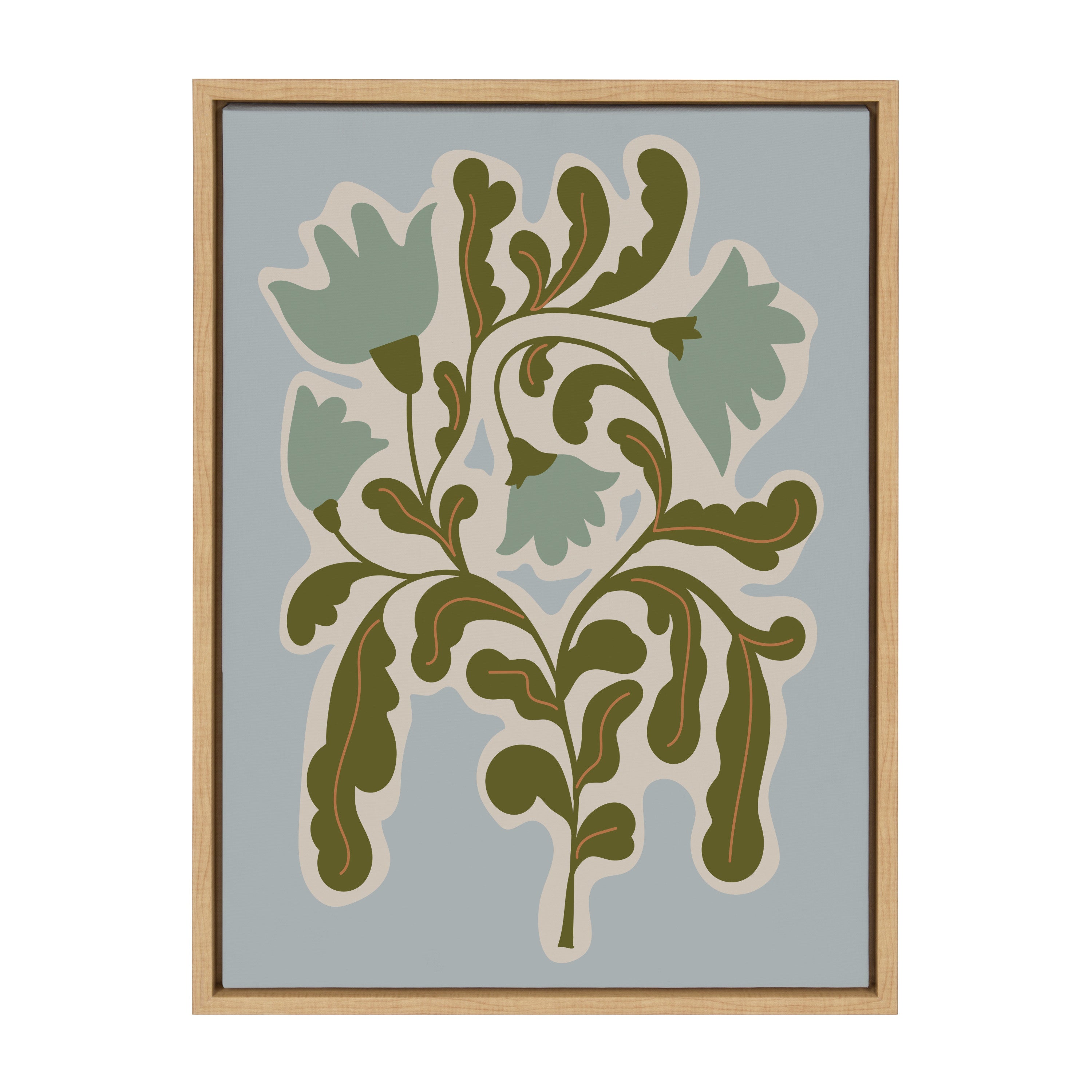 Sylvie Expressive Abstract House Plant Playful Blue Framed Canvas by The Creative Bunch Studio