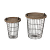 Tenby Nesting Metal and Wood Tray Basket End Tables