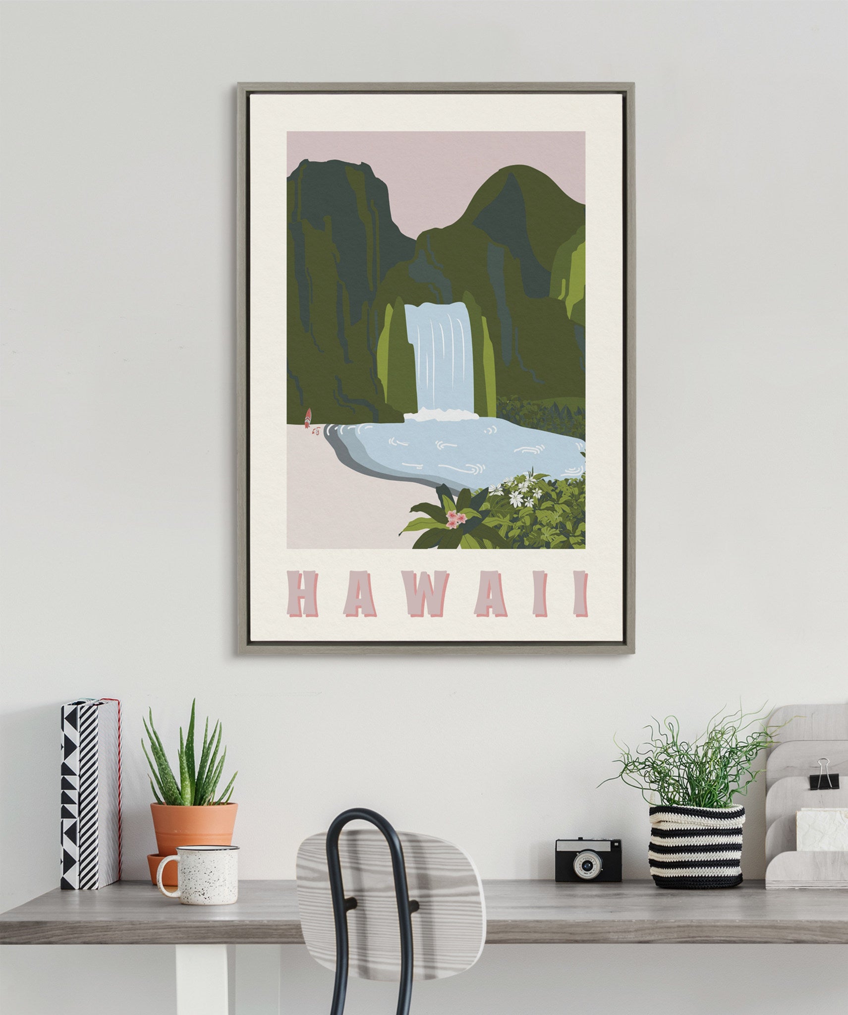 Sylvie Travel Poster Hawaii Framed Canvas by Chay O.