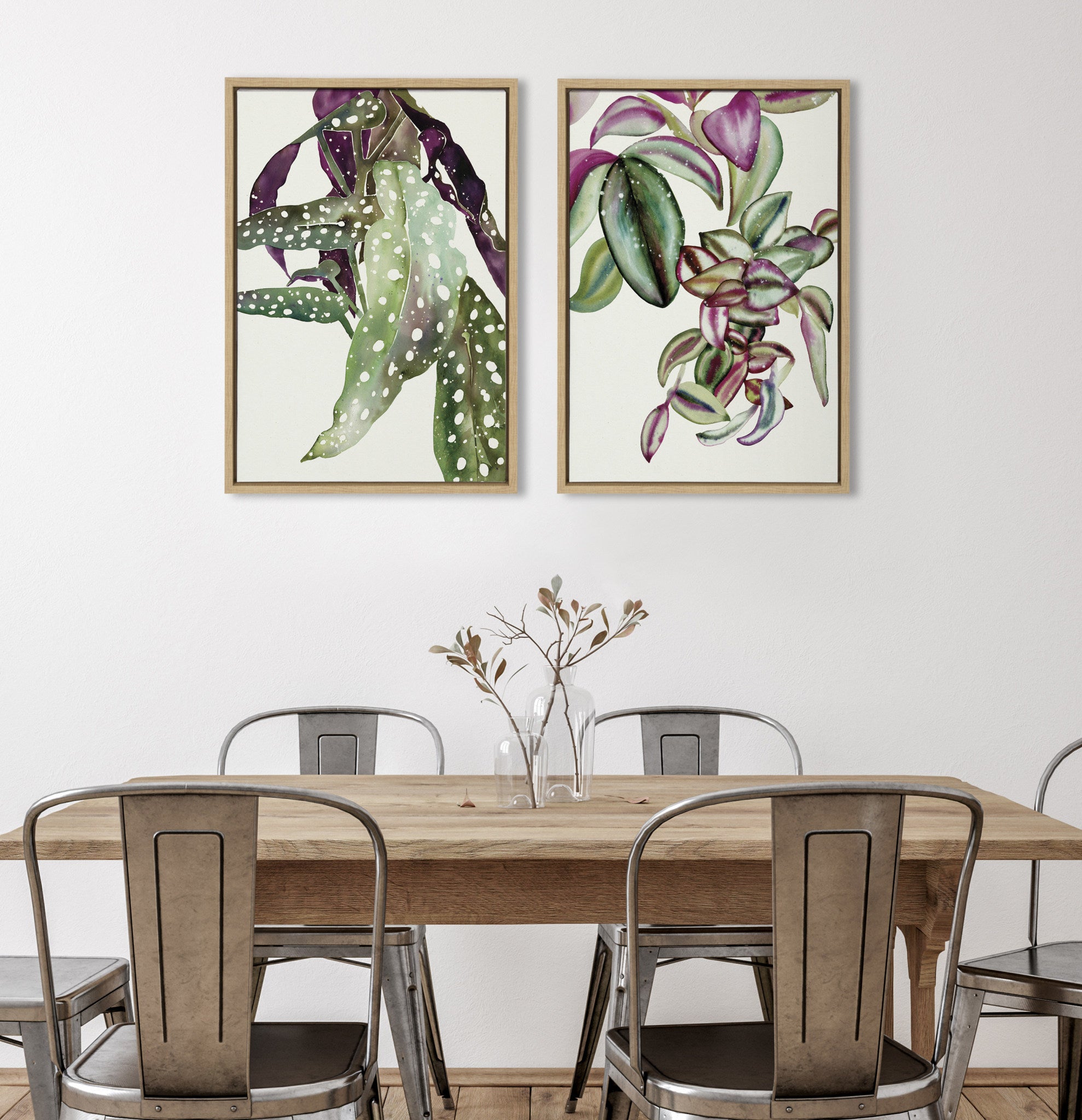 Sylvie Polka Dot Begonia and Tradescantia Framed Canvas by Ingrid Sanchez of CreativeIngrid