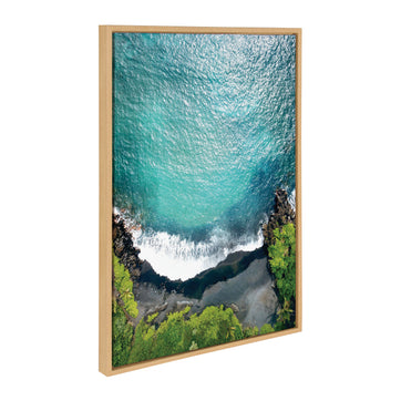 Sylvie Maui Black Sand Beach 1 Framed Canvas by Rachel Bolgov