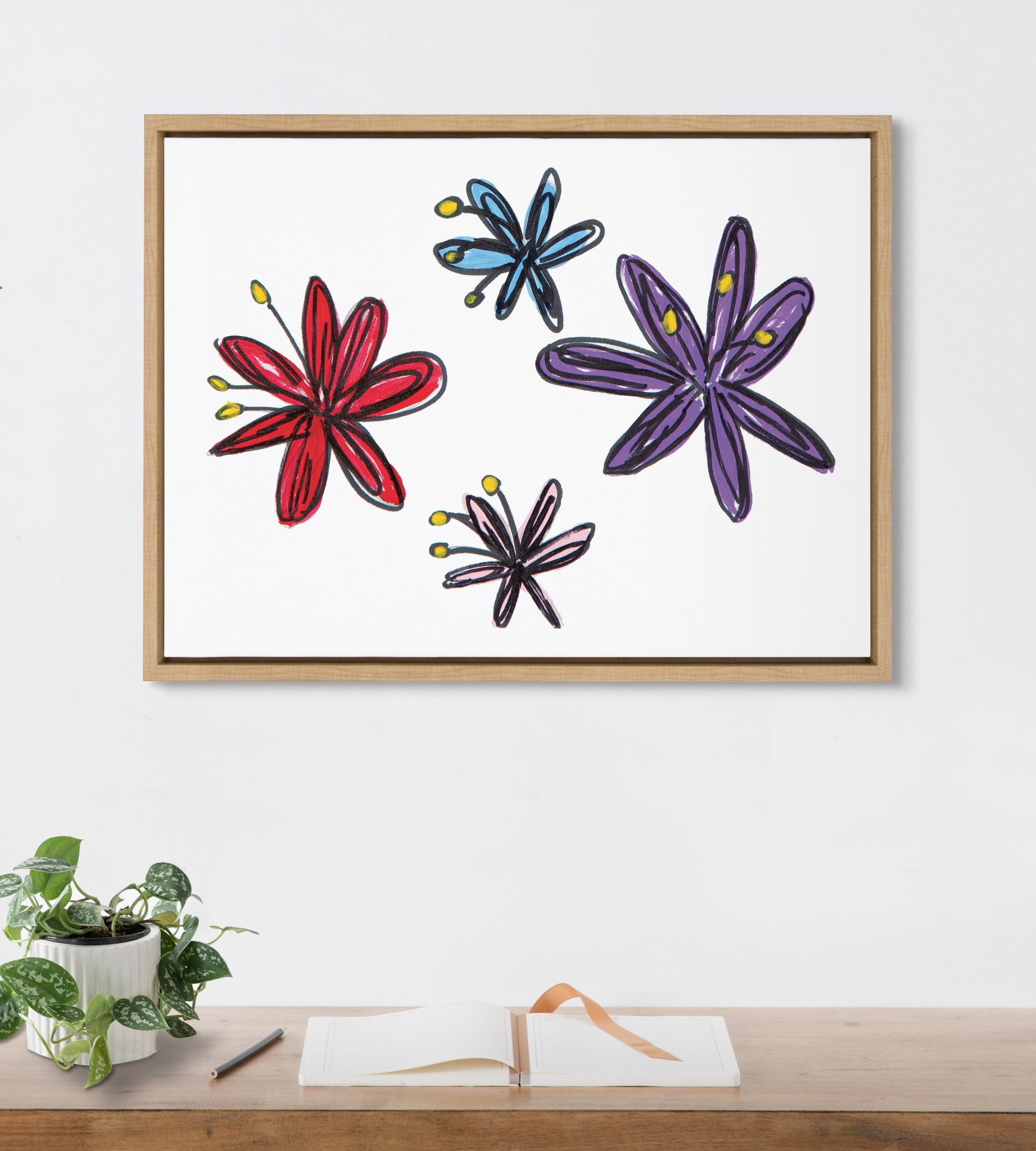 Sylvie Colorful Flowers Framed Canvas by Mentoring Positives