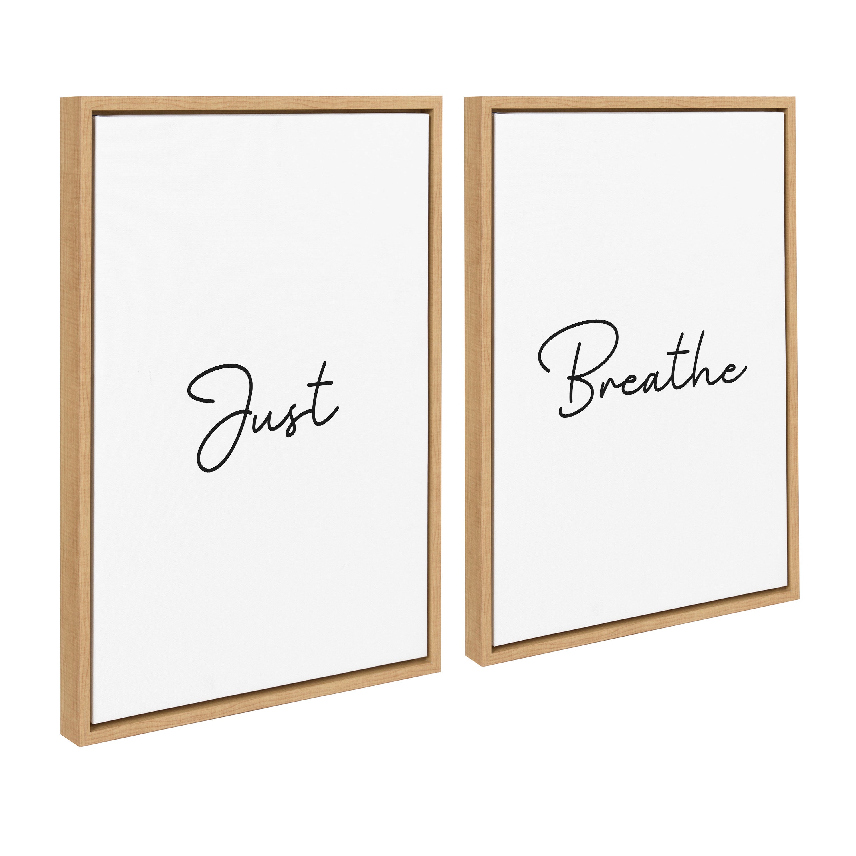 Sylvie Just Breath Black and White Framed Canvas by The Creative Bunch Studio