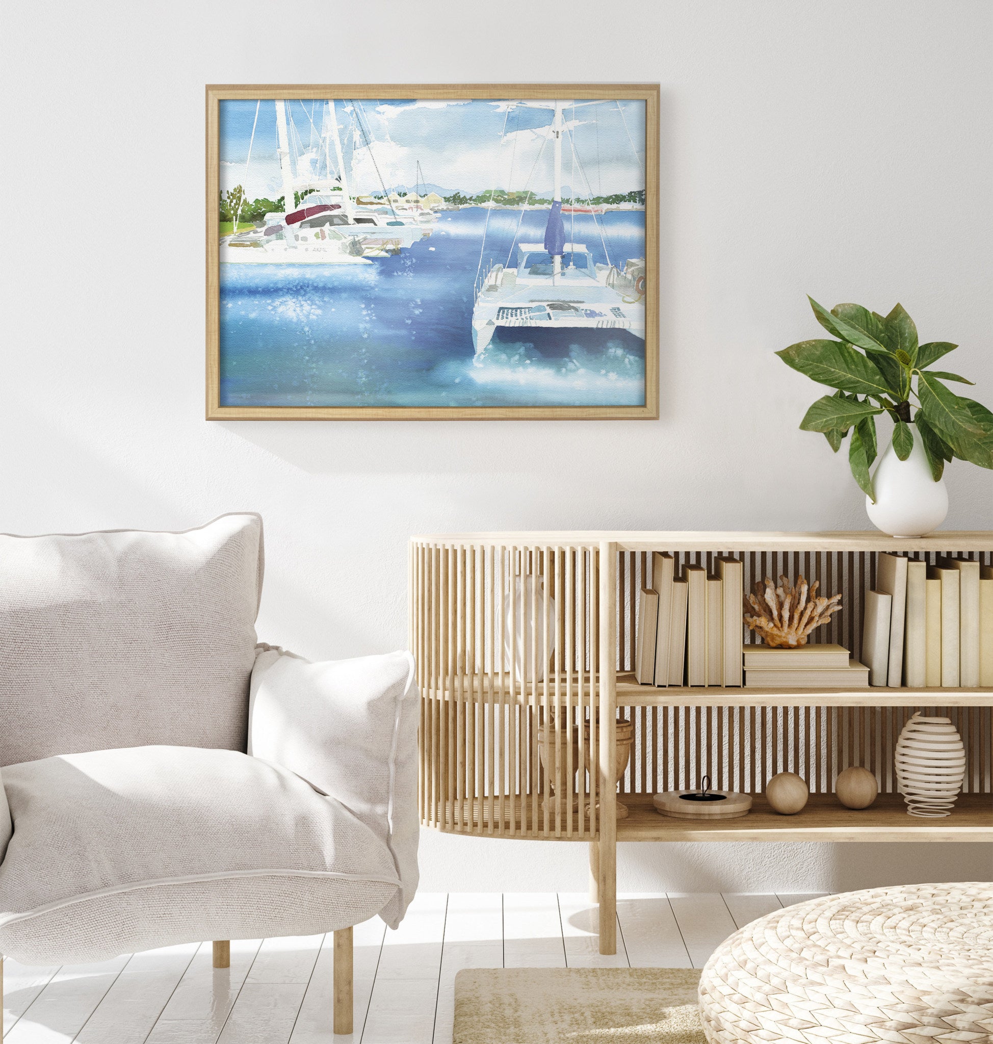 Blake Summer is for Sailing Framed Printed Glass by Janet Meinke-Lau