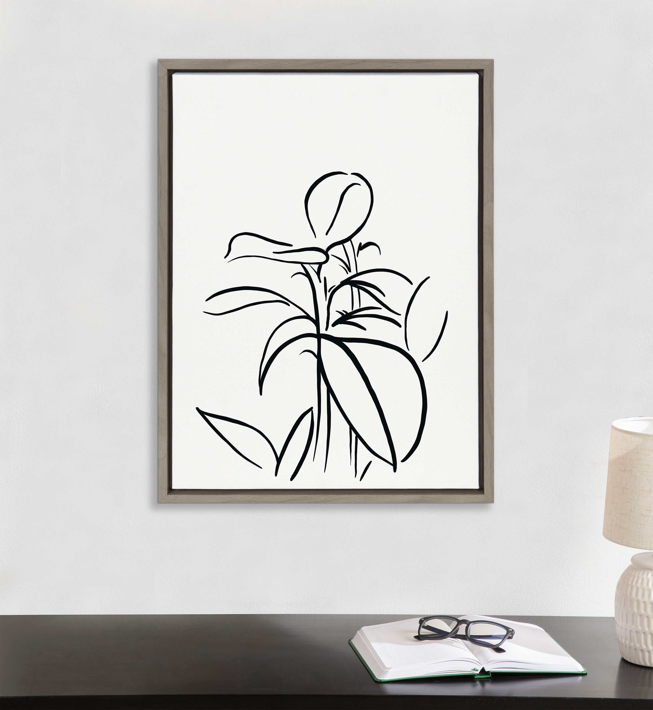 Sylvie Botanical Sketch Print No 1 Framed Canvas by The Creative Bunch Studio