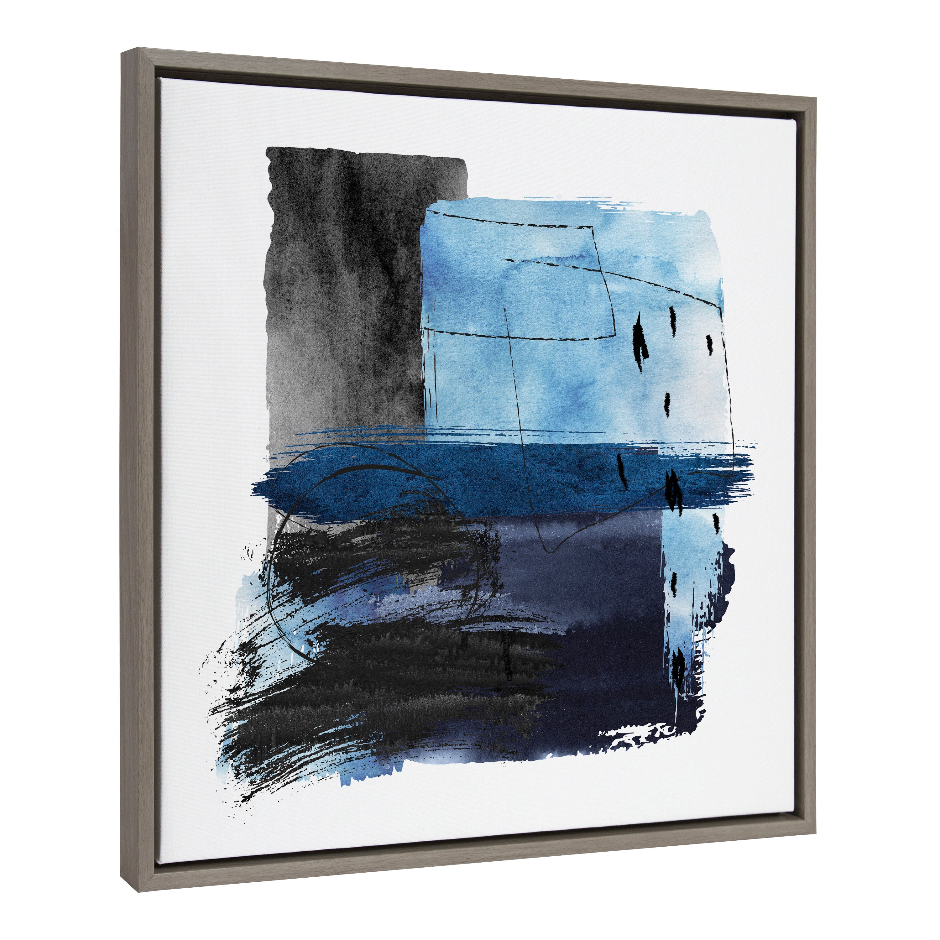 Sylvie Abstract Watercolor Block 2 Framed Canvas by Nikki Chu
