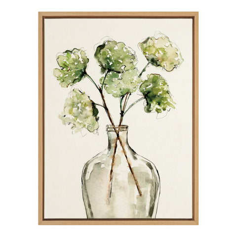 Sylvie Greenery Vase Framed Canvas by Sara Berrenson