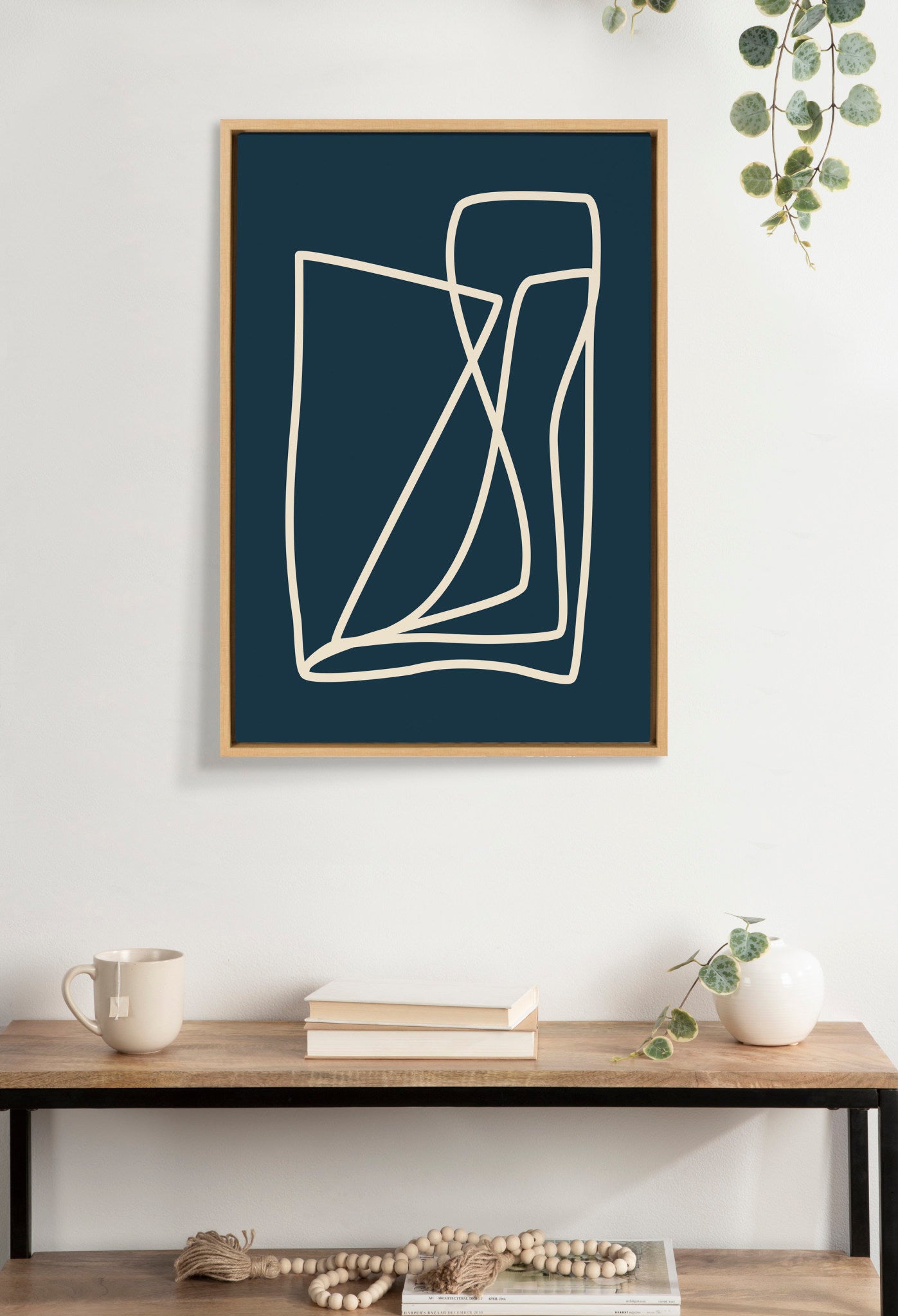 Sylvie Abstract Lines in Blue Framed Canvas by Apricot and Birch