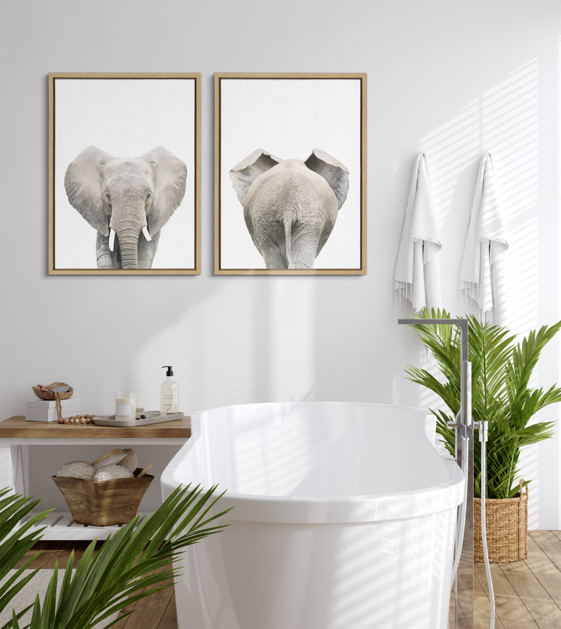 Sylvie Elephant Front and Back Framed Canvas Set by Amy Peterson Art Studio