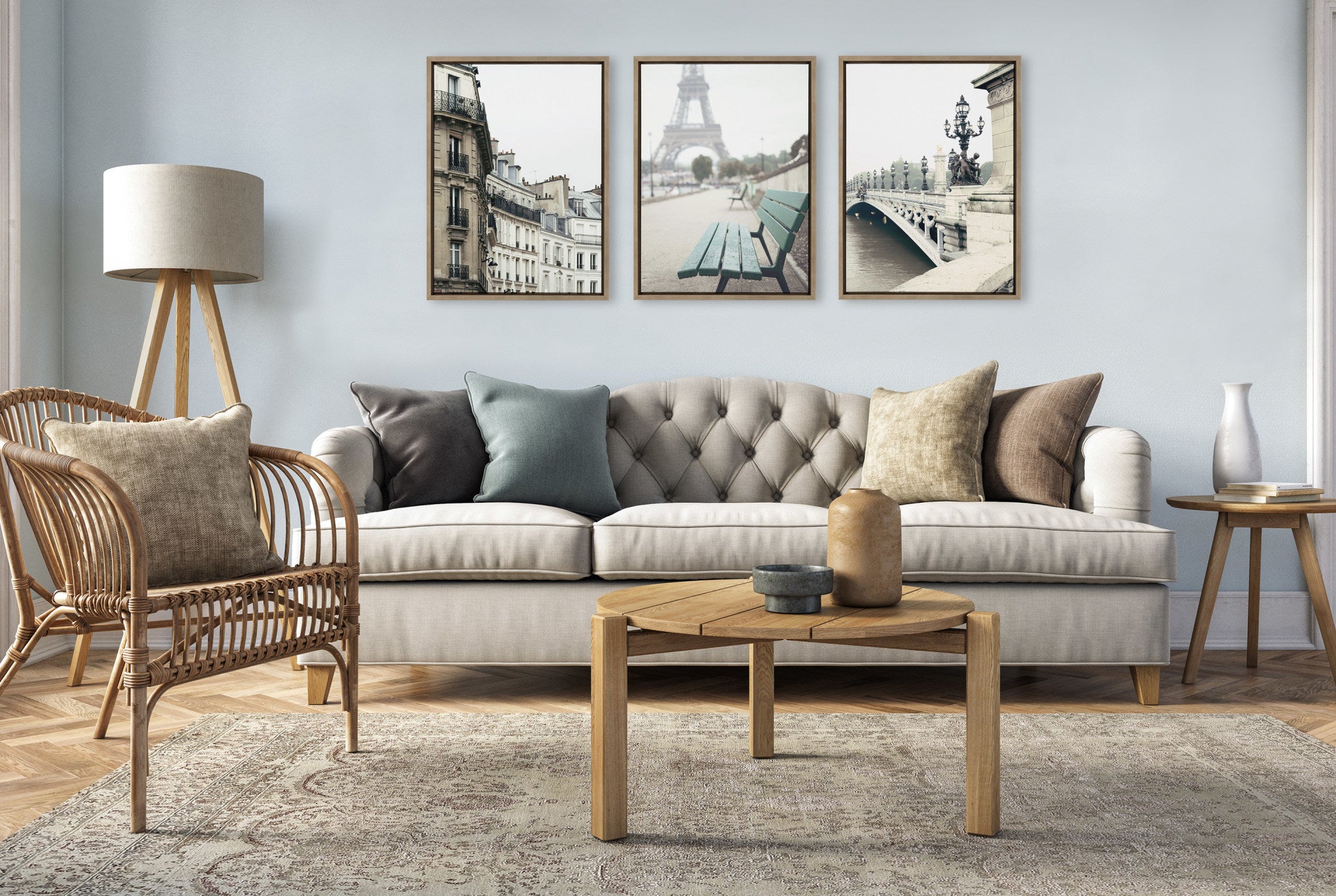 Sylvie L Hotel, Paris Eiffel Tower Europe Travel and Pont Alexandre III Framed Canvas by Caroline Mint
