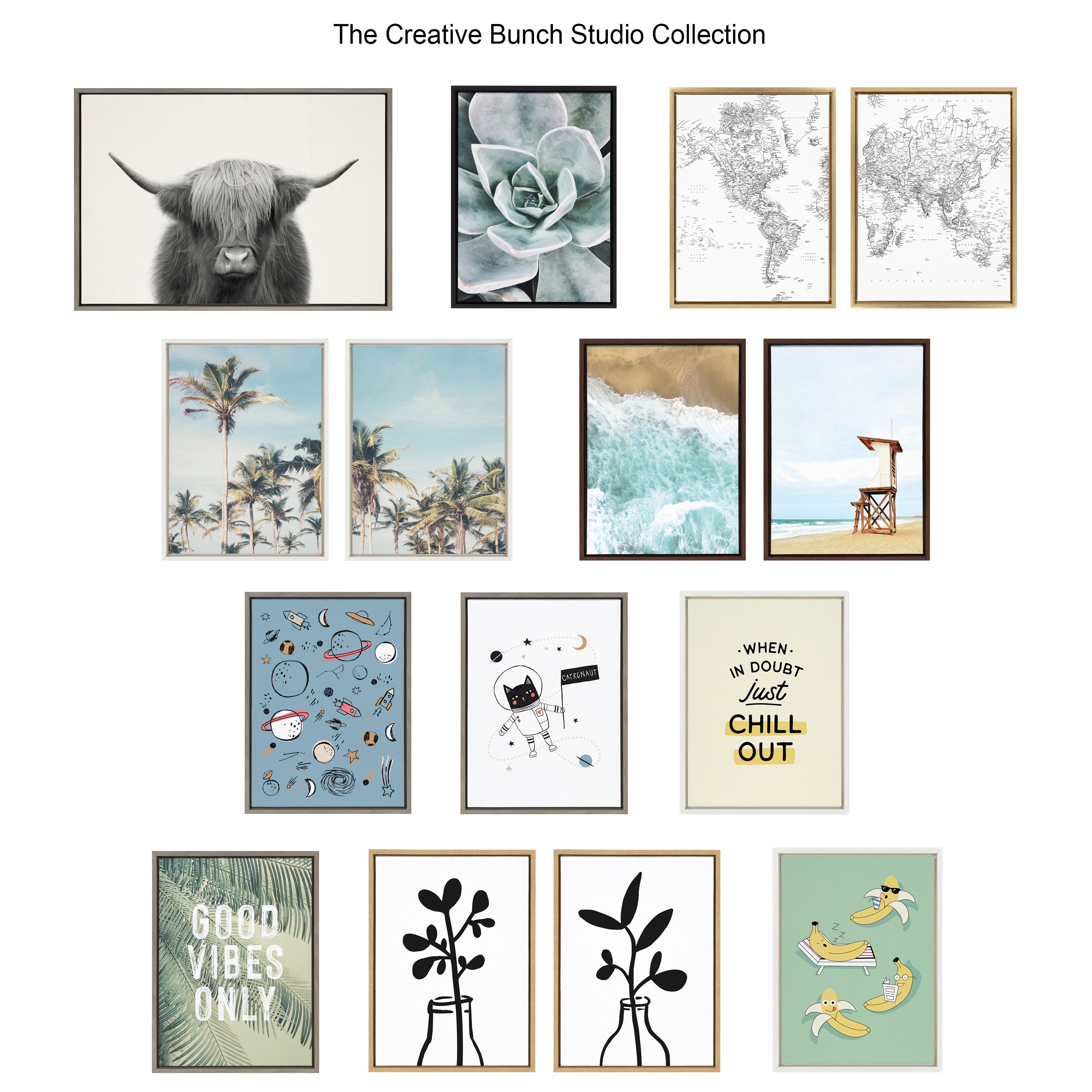Sylvie One Coconut Palm Tree Framed Canvas by The Creative Bunch Studio