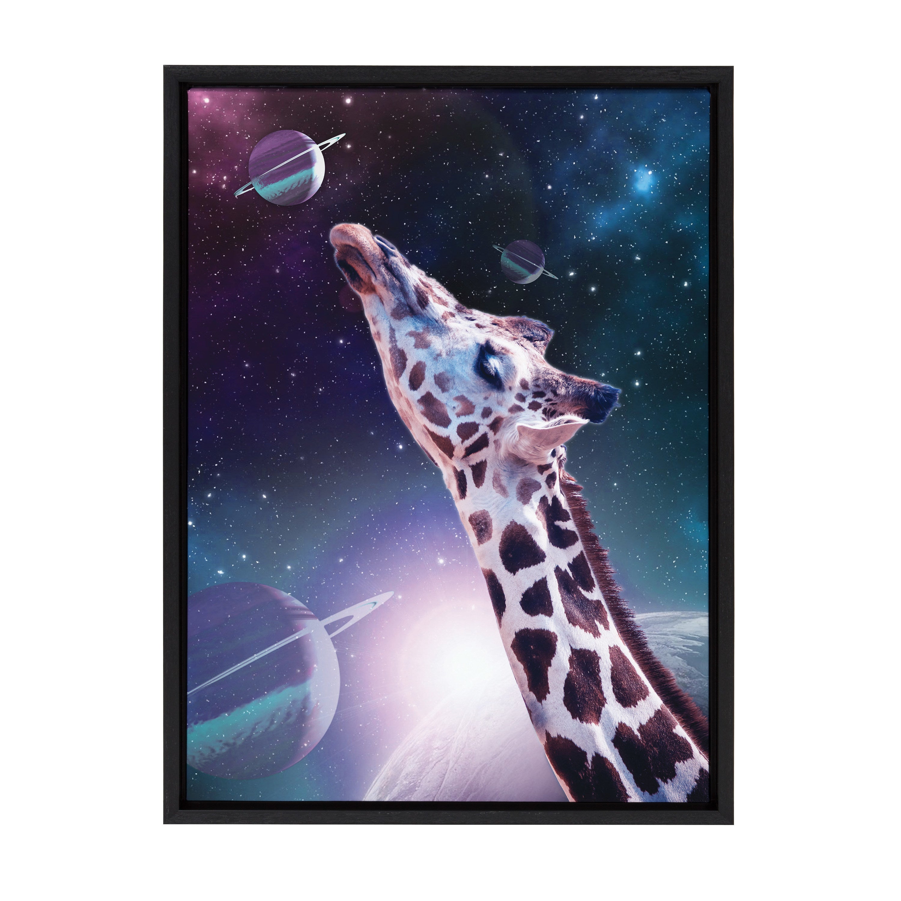 Sylvie Collage Giraffe New Heights Framed Canvas by Dominique Vari