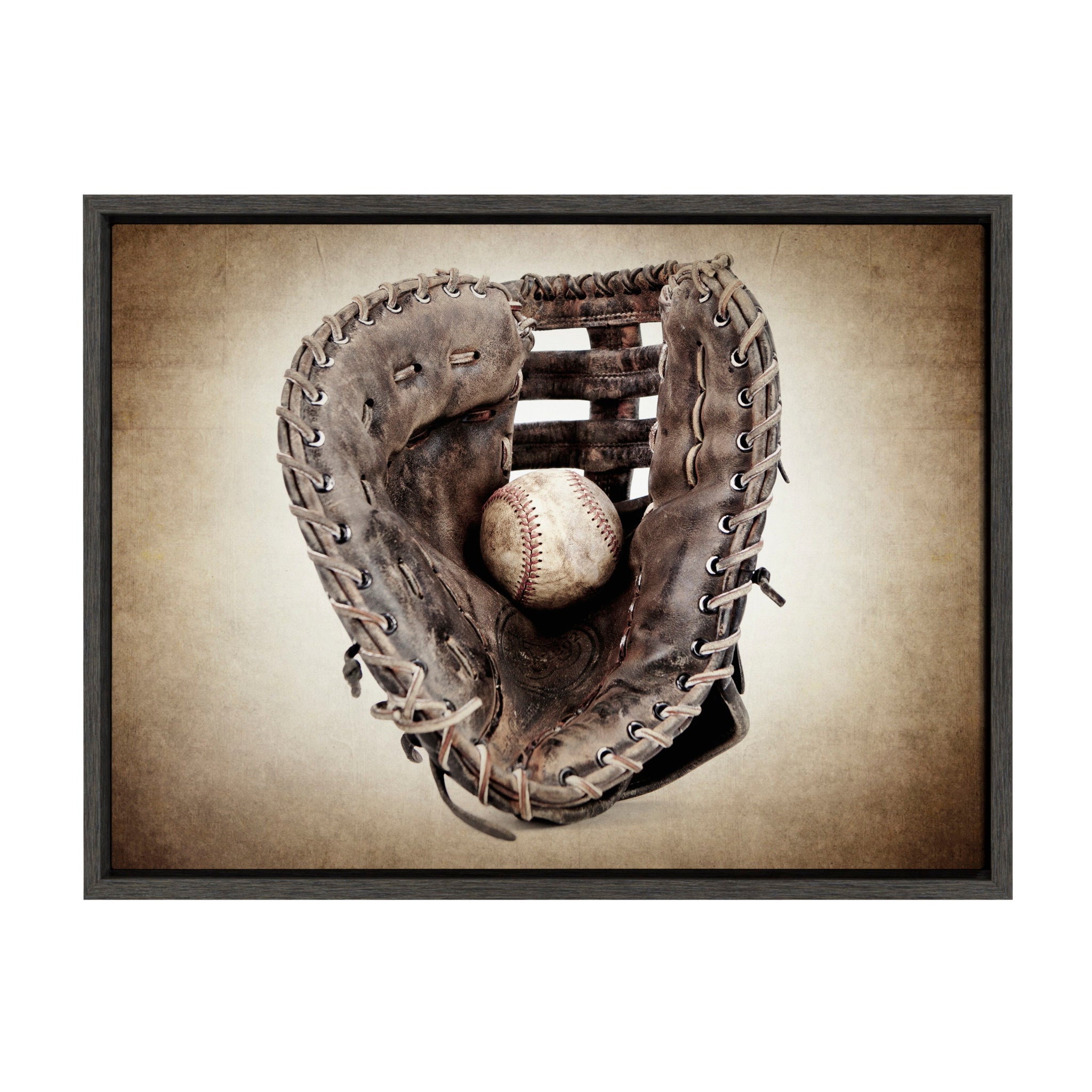 Sylvie Vintage Baseball Glove Framed Canvas By Shawn St. Peter