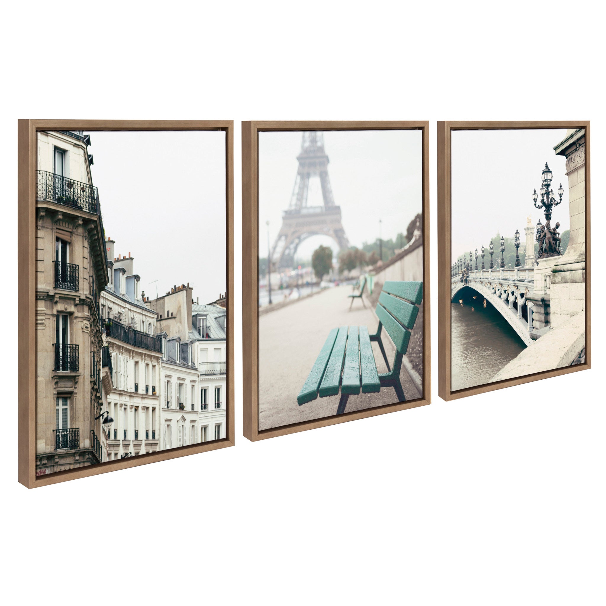 Sylvie L Hotel, Paris Eiffel Tower Europe Travel and Pont Alexandre III Framed Canvas by Caroline Mint