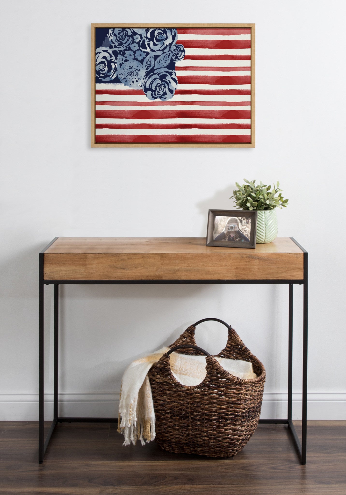Sylvie Floral Flag Framed Canvas by Sara Berrenson