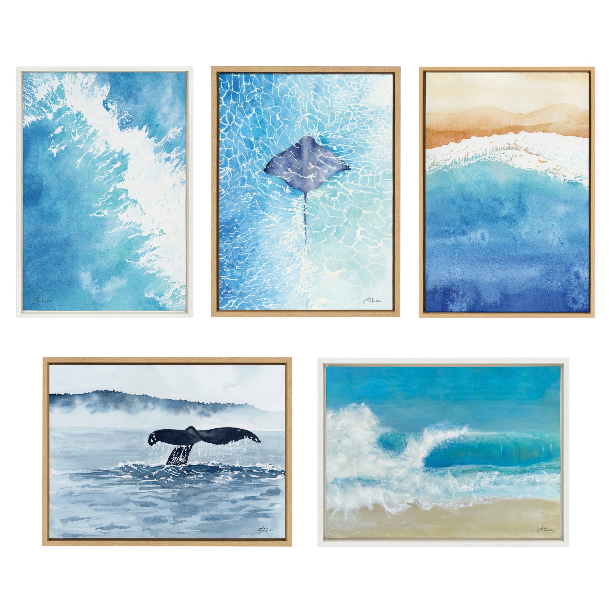 Sylvie Ocean Wake 1 and 2 Framed Canvas by Julie Maida