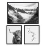 Sylvie BW Highland Cow No. 1 , Mountains, and Inca Trail Black and White Framed Canvas by Various Artists