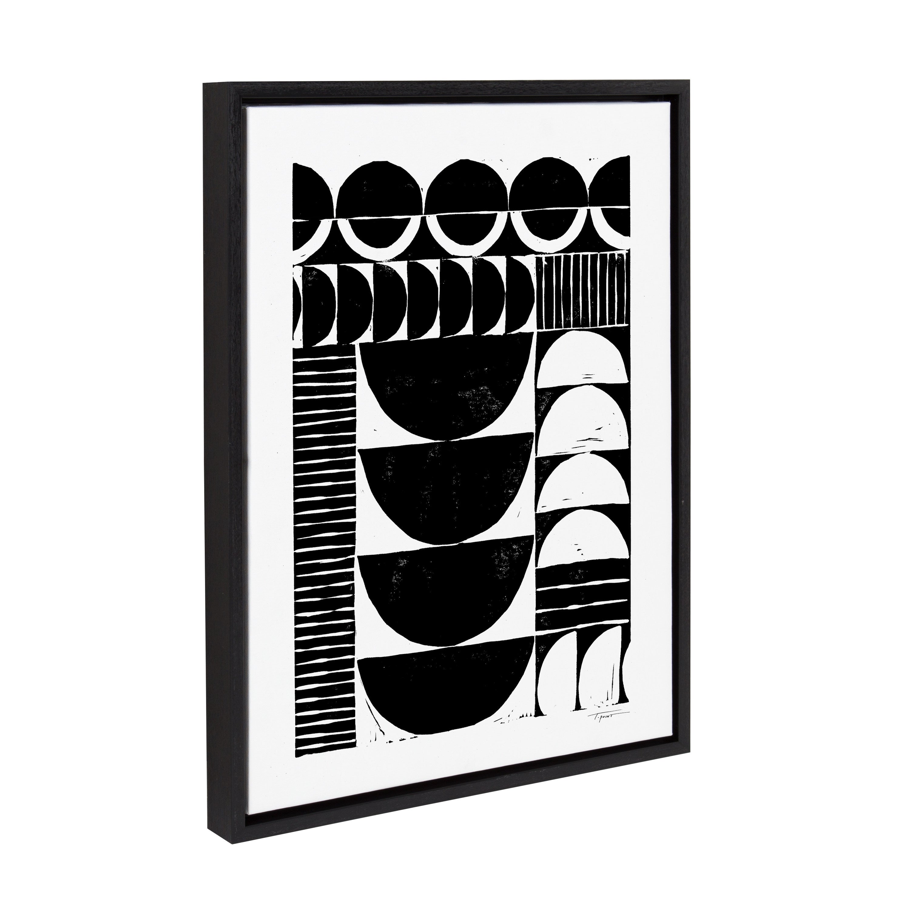 Sylvie Modern Circular Block Print Framed Canvas by Statement Goods