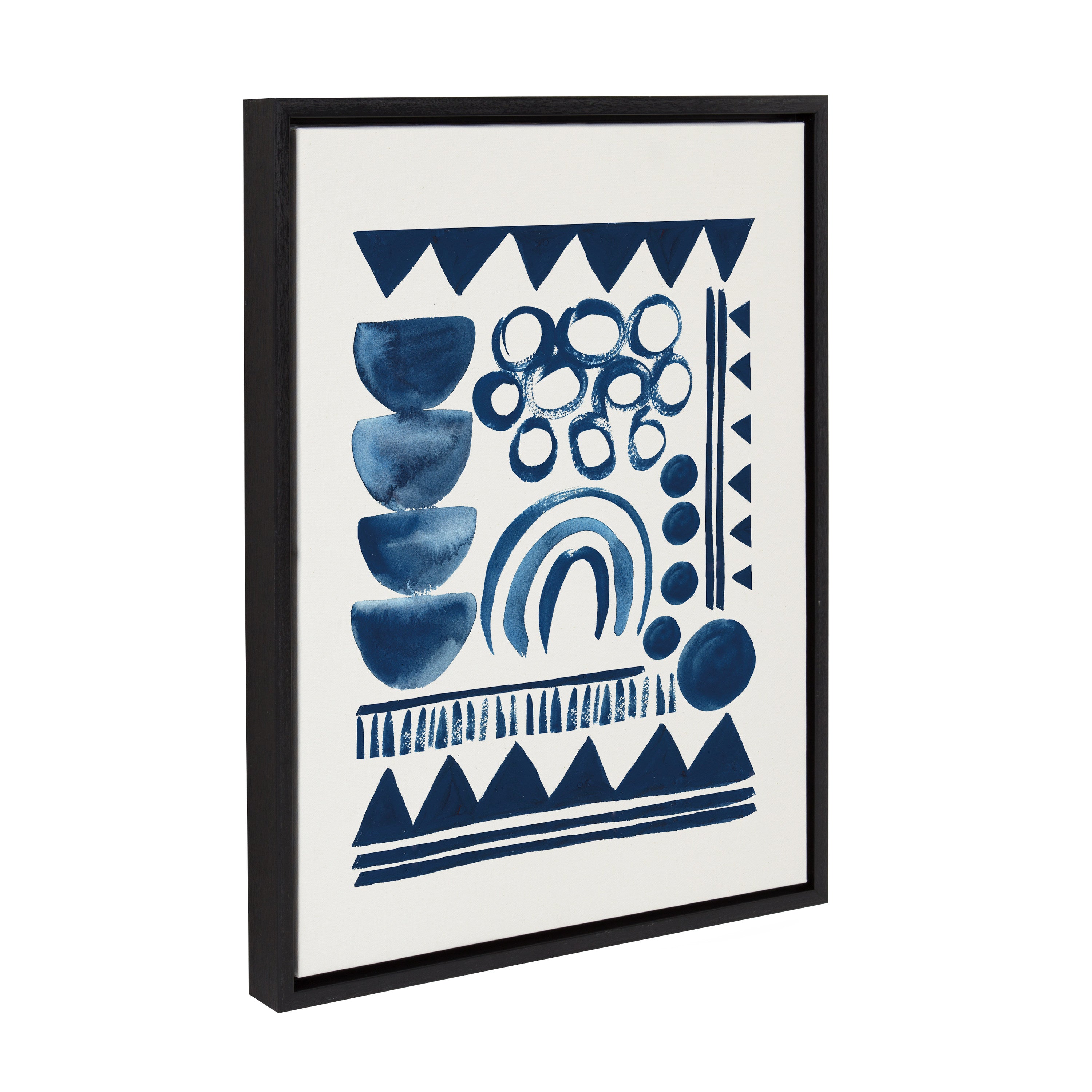 Sylvie 858 Indigo Abstract Framed Canvas by Teju Reval