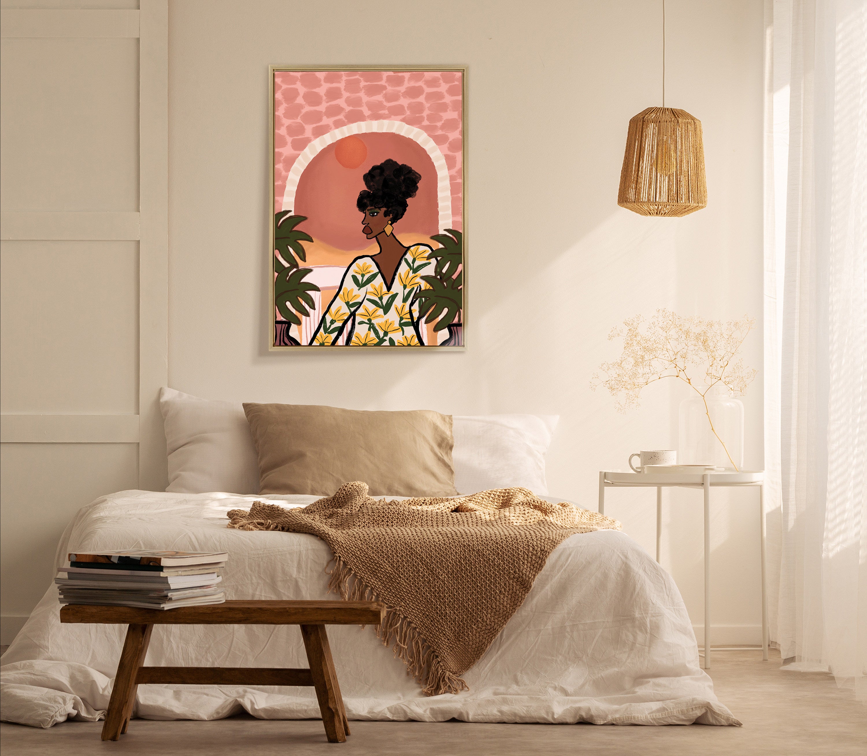 Sylvie Desert Wanderer Lady Framed Canvas by Kendra Dandy of Bouffants and Broken Hearts