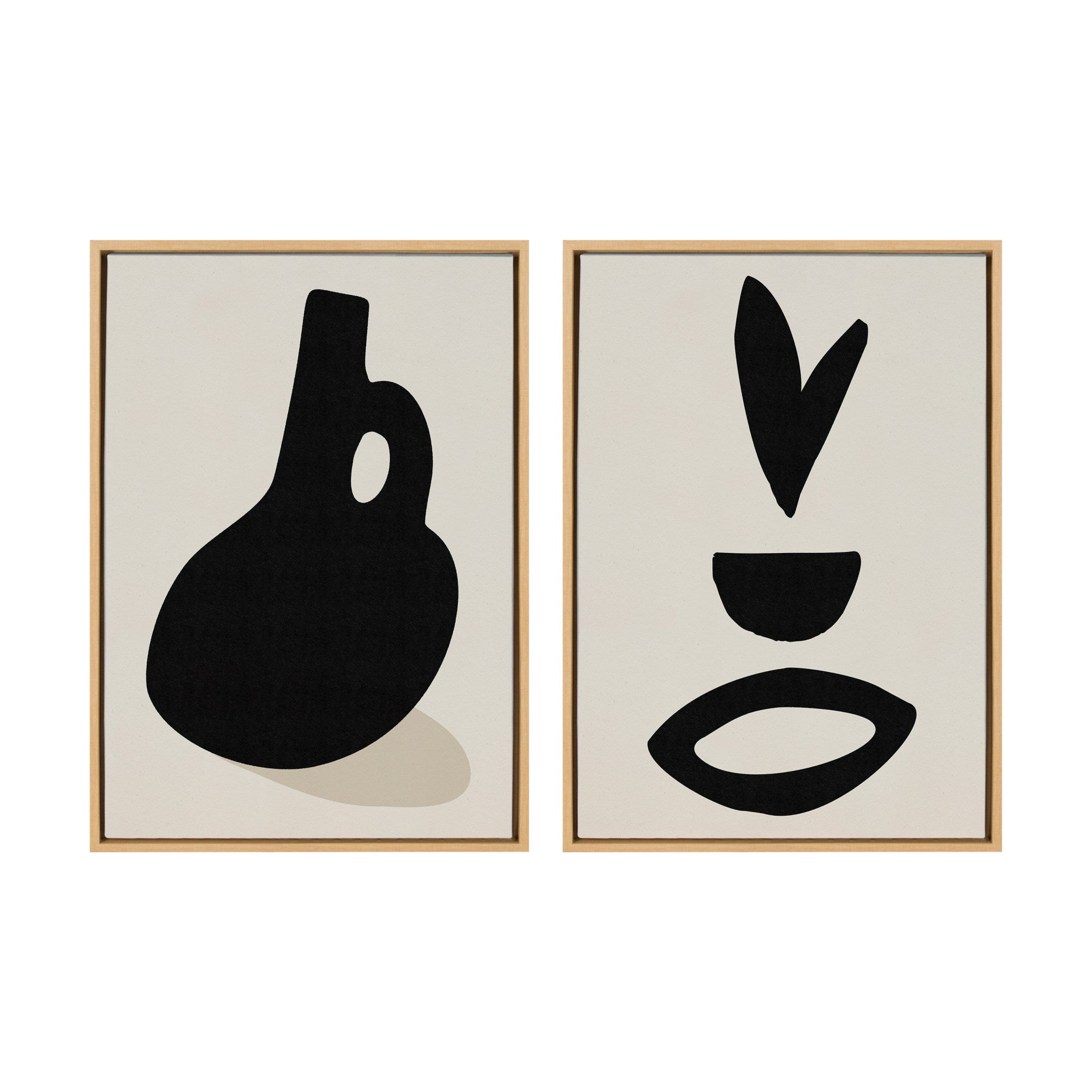 Sylvie Black Vase and Fly Away Framed Canvas by Rocket Jack