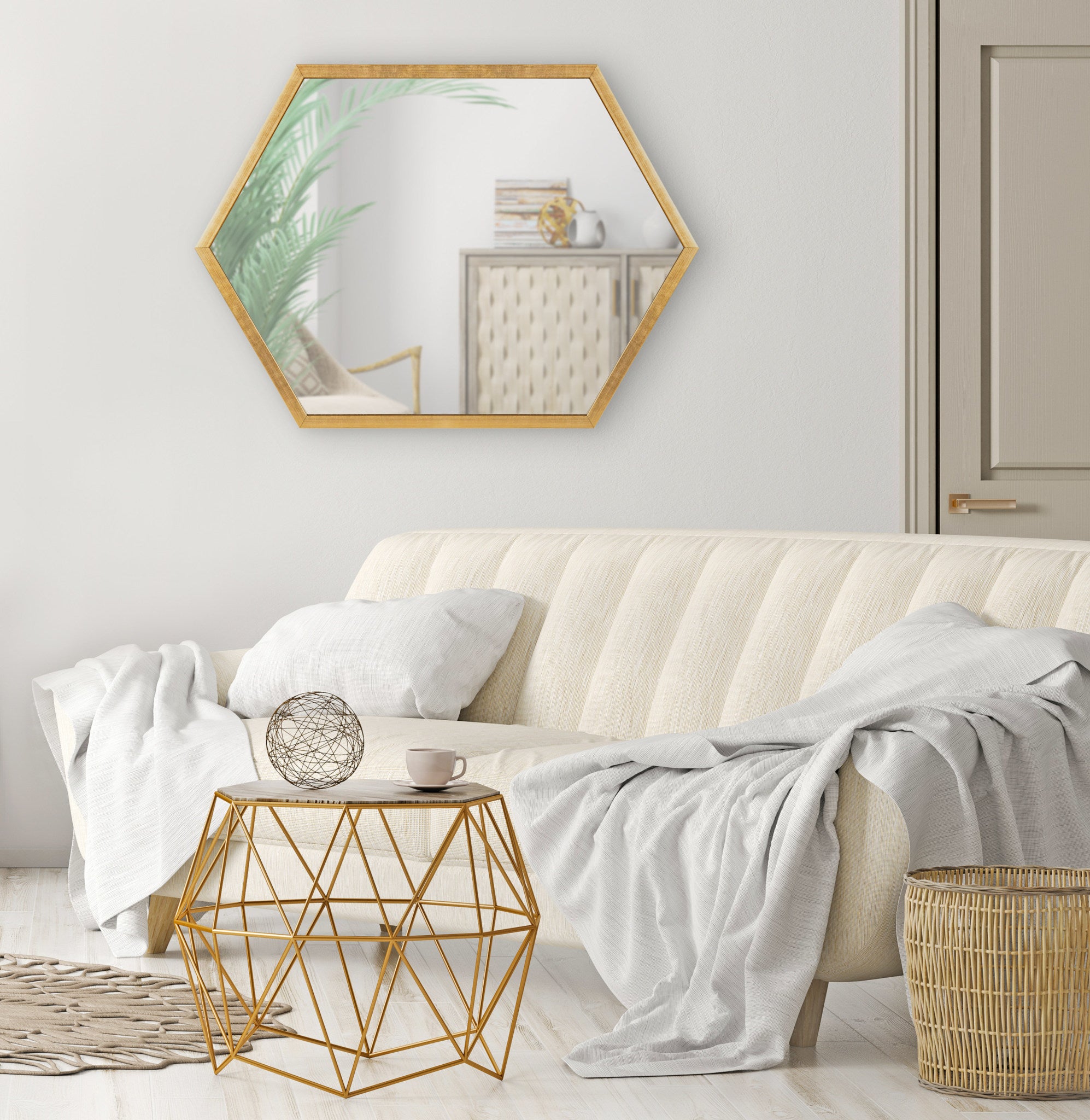 Laverty Framed Hexagon Wall Mirror