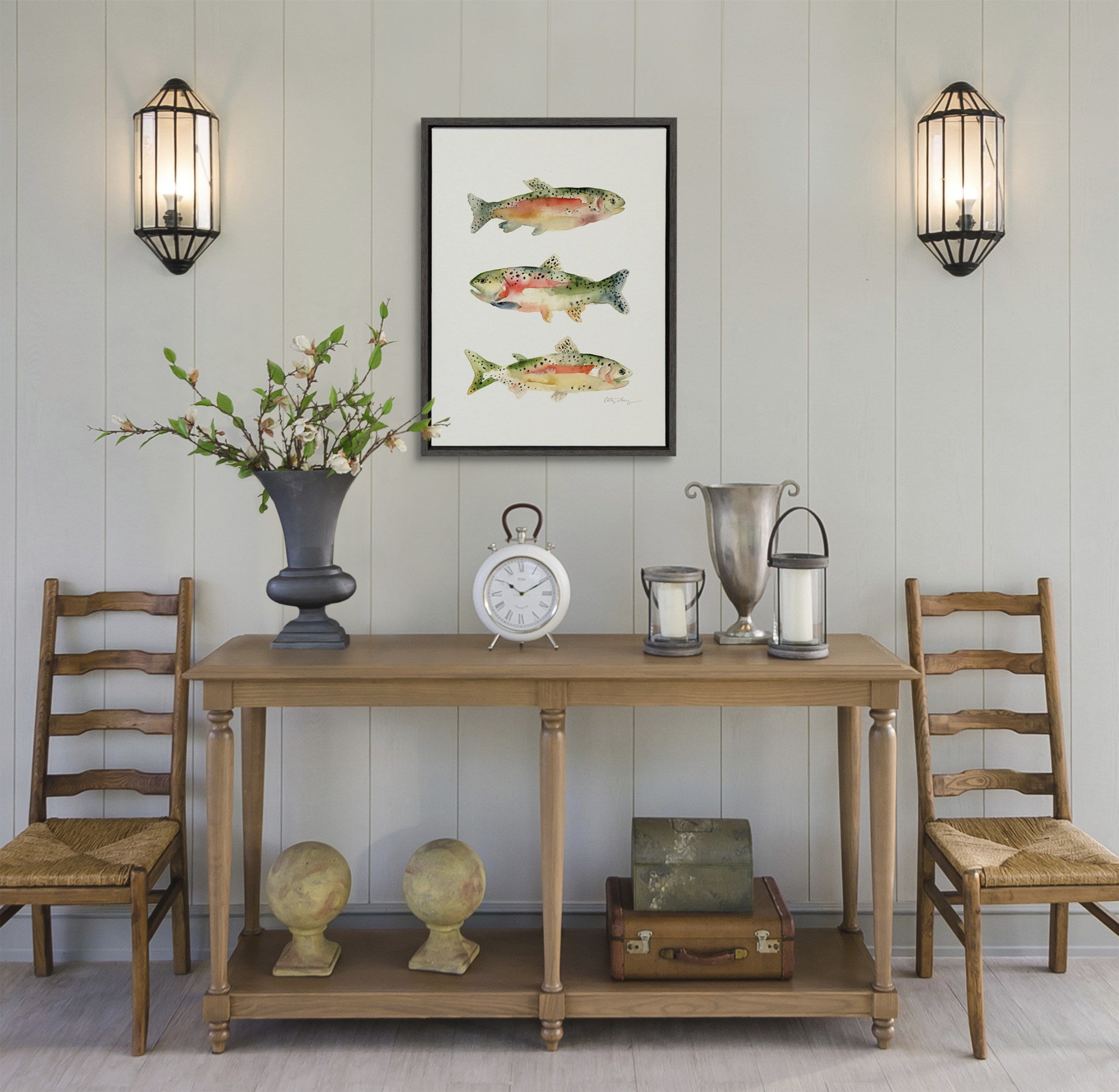 Sylvie Rainbow Trout Framed Canvas by Cathy Zhang