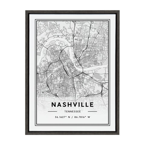 Sylvie Nashville Modern Map Framed Canvas by Jake Goossen