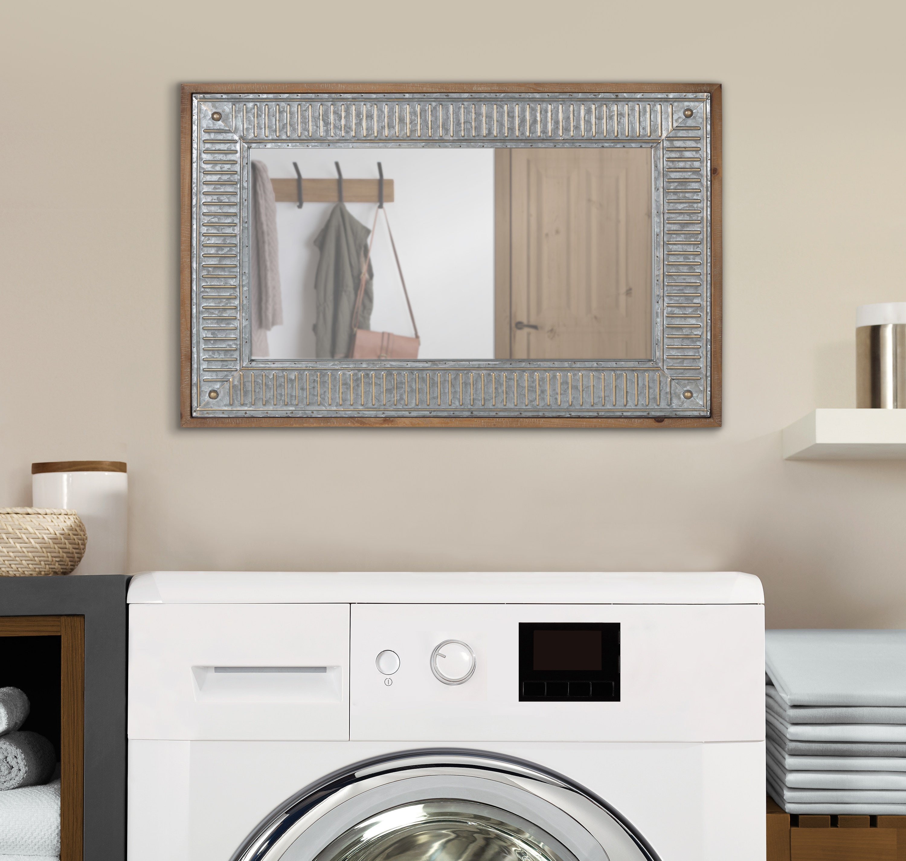 Deely Wood and Metal Wall Mirror